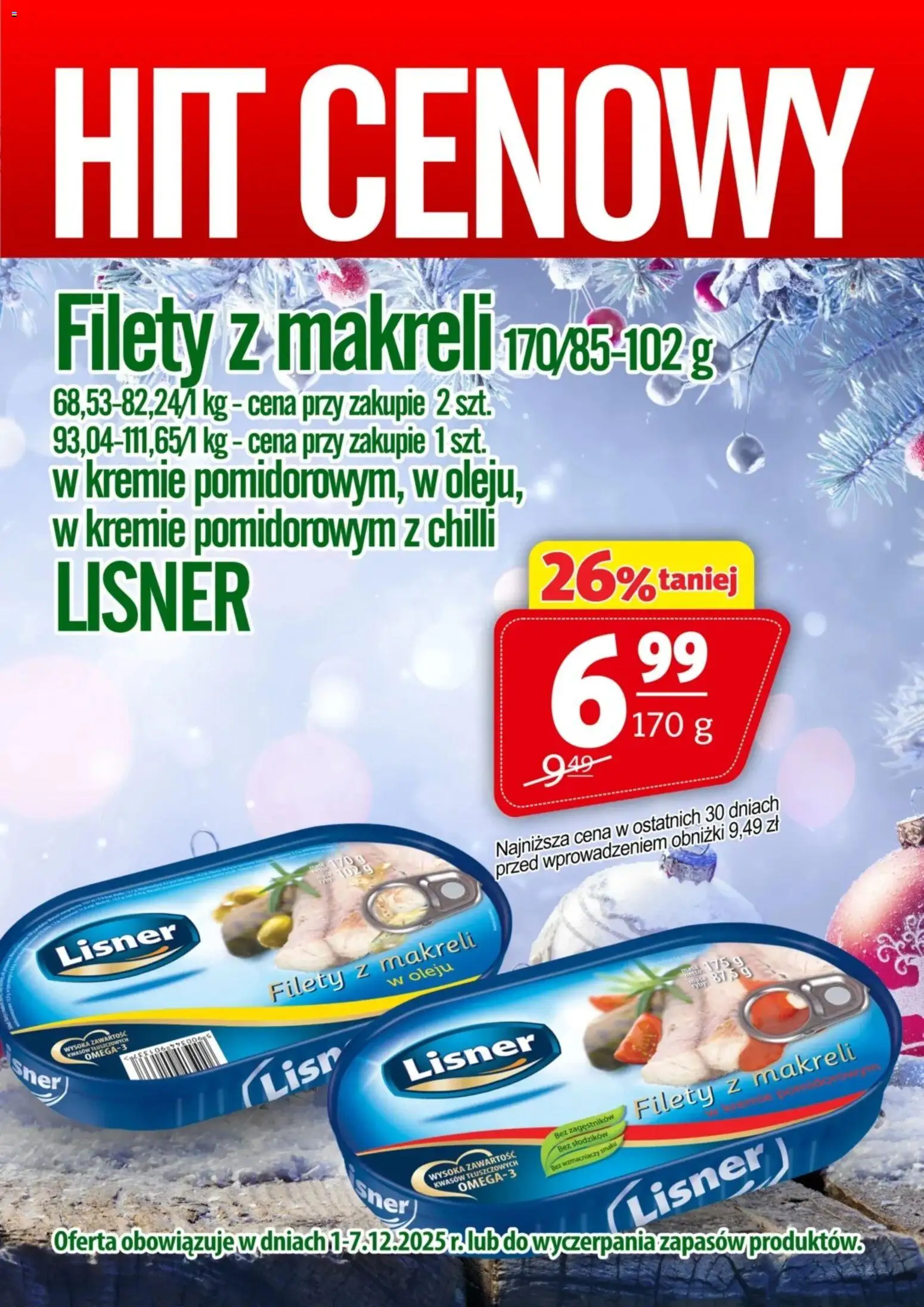 Pogląd gazetki "Promocja - Filety z makreli Lisner " ze sklepu Prim Market ważnej od 01.12.2025