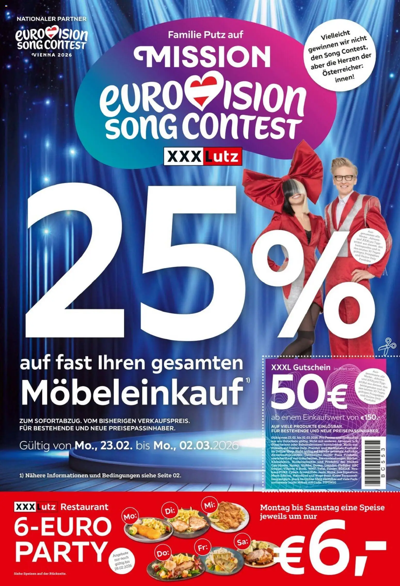 Vorschau der Angebote: XXXLutz Mission Eurovision Song Contest gültig ab 24.02.2026
