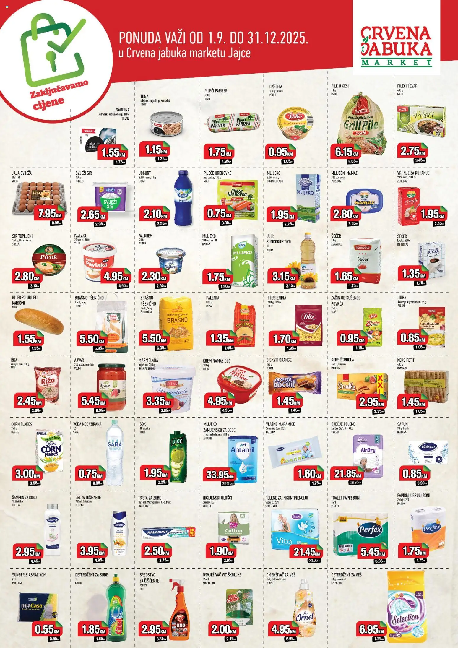 Pregled letka Zaključavamo cijene trgovine Crvena jabuka vrijedi od 2025.09.01