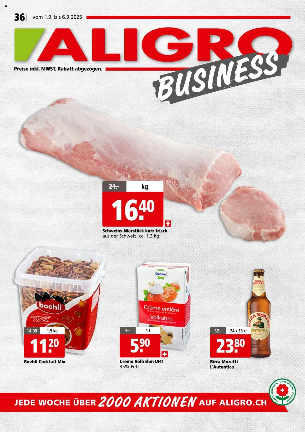 Aligro Aktionen Businesskunden - Chavannes, Matran, Genf, Sitten ab 01.09.2025 - Seitennummer 1