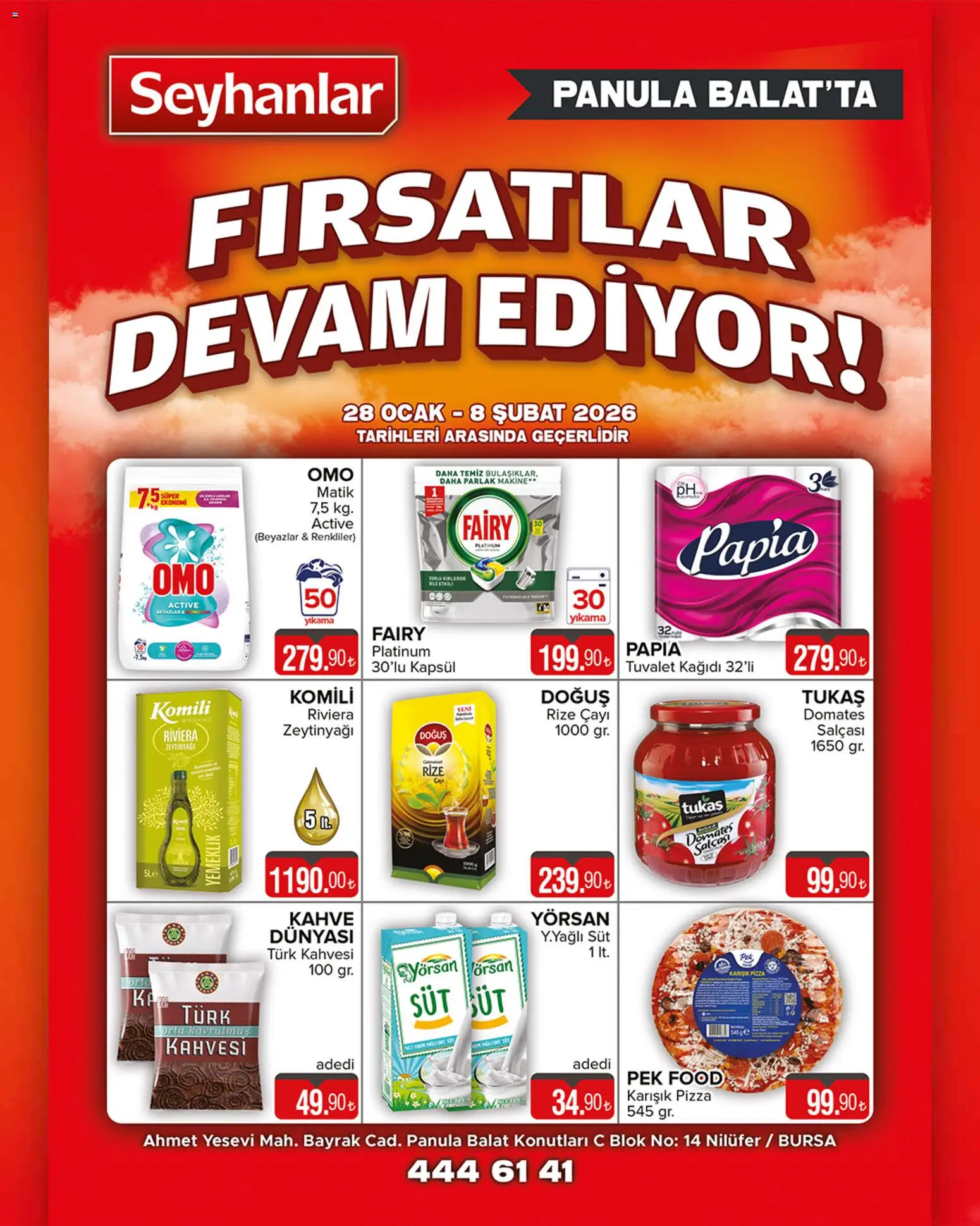 Seyhanlar Market Panula Balat'ta Fırsatlar Devam Ediyor 28.01.2026 - Broşürünün önizlemesi - Pizza, Kahve, Zeytinyağı, Süt, Tuvalet, Domates, Tuvalet kağıdı, Ocak
