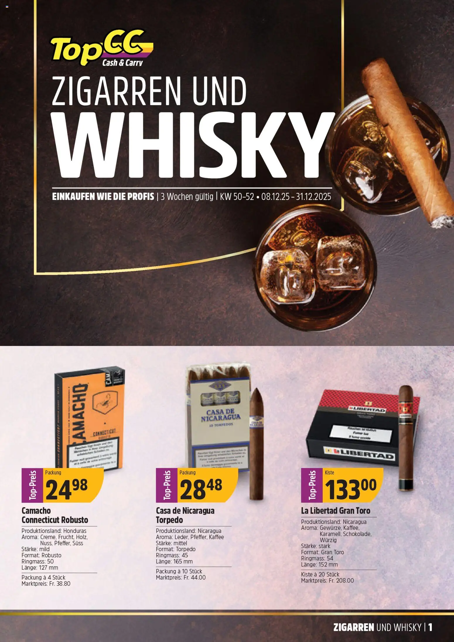 Vorschau des Merkblatts Aktionen Whisky vom Shop TopCC gültig von 08.12.2025 bis 27.12.2025 - Kaffee, Top