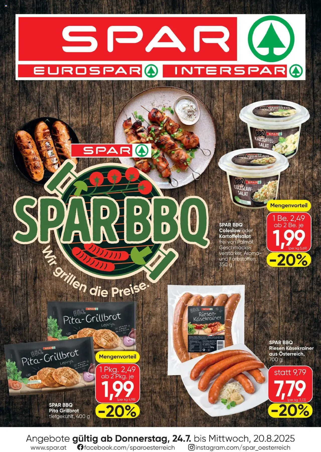  SPAR Flugblatt 24.07.2025 - Prospekt "Wir grillen die Preise" - Seite 1