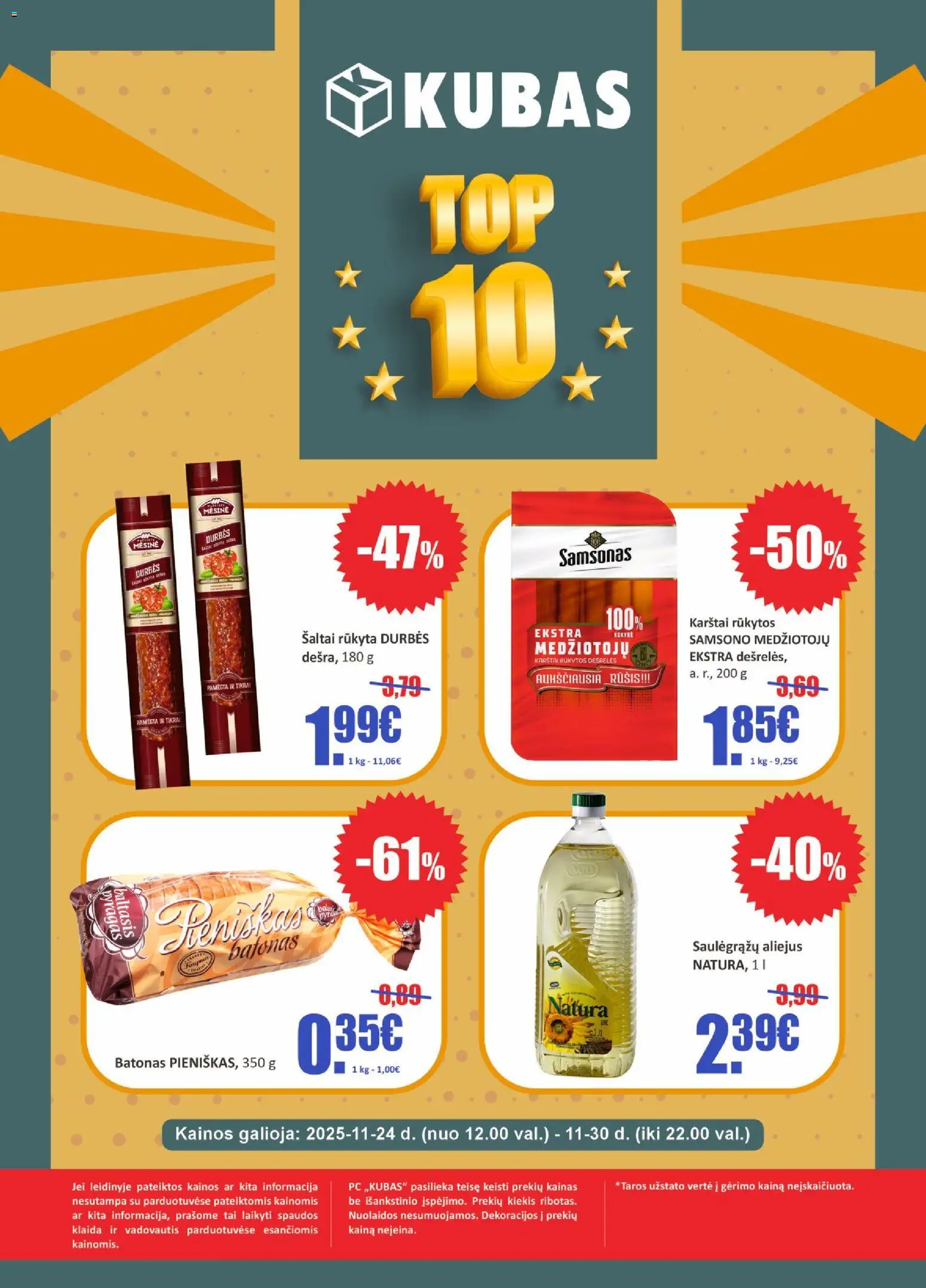 Kubas parduotuvės leidinio Leidinys - Top 10 galiojančio nuo 2025.11.24 peržiūra