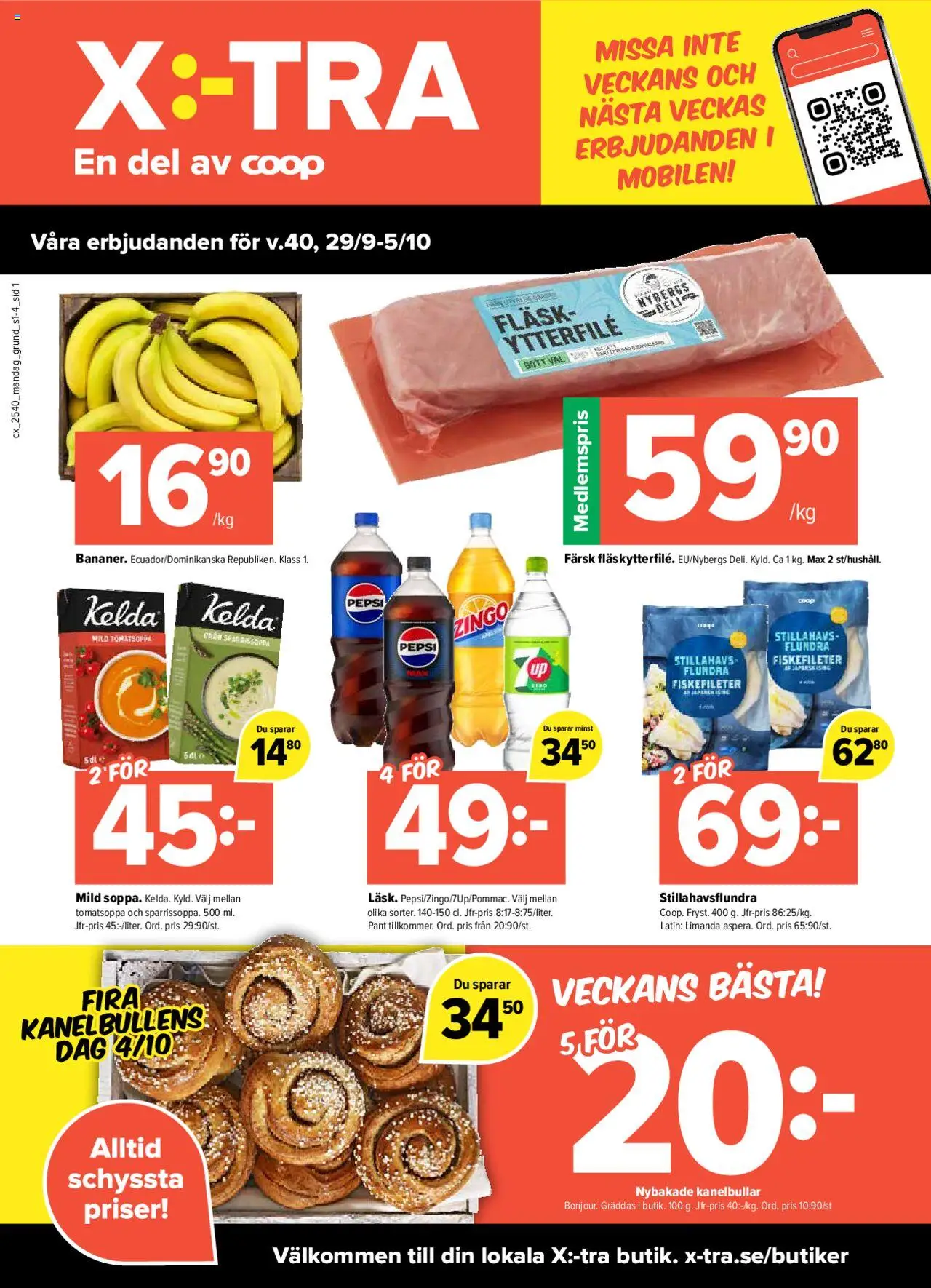 Aktuella reklamblad Coop X:-TRA är giltig 29/09 2025 > Veckans Erbjudanden gäller från 29/09/2025 till 05/10/2025 sidnummer 1