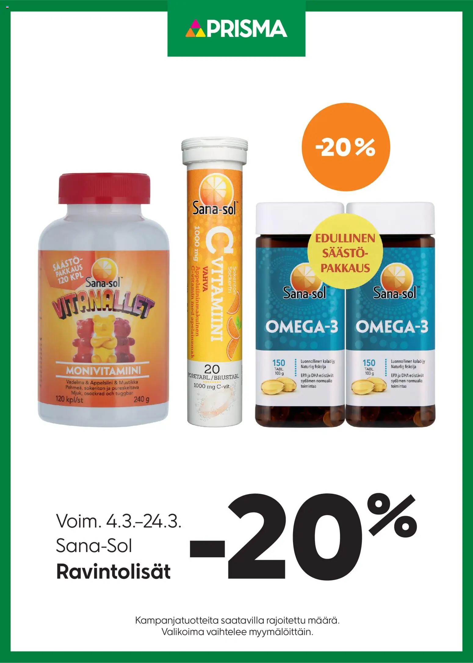 Kaupan Prisma Prisma tarjoukset Ravintolisät esikatselu, voimassa 04/03/2026