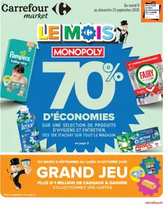 Prévisualisation de Catalogue: Le mois Monopoly, 70% d’économies du magasin Carrefour Market formulaire valide 09/09/2025
