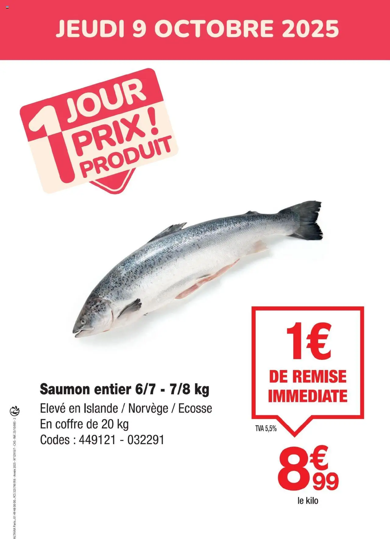 1 jour prix produit de la boutique Promocash valable du 09/10/2025 - Page numéro 1 - Saumon, Saumon entier