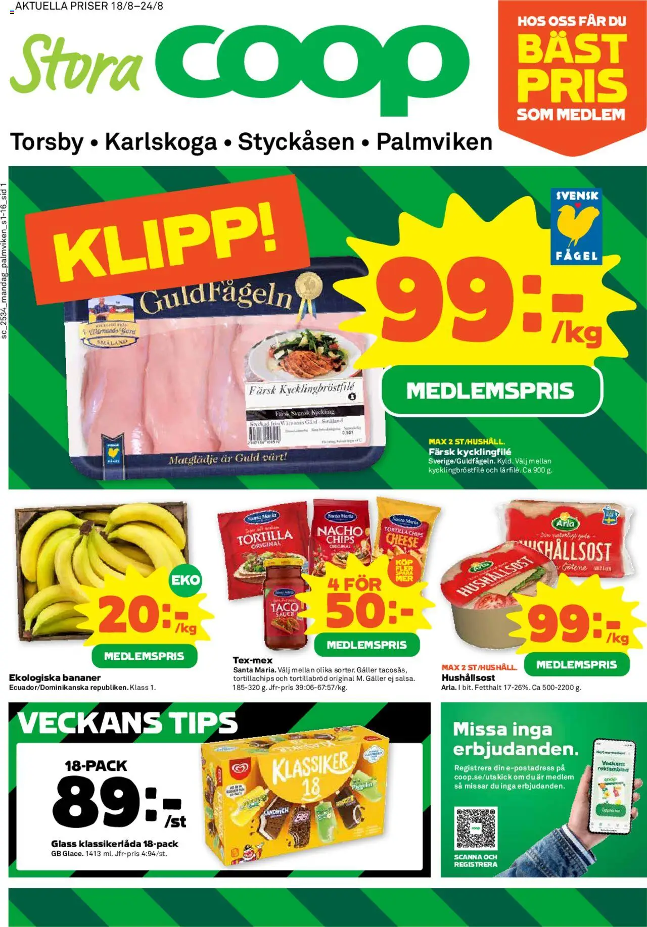 Aktuella reklamblad Stora Coop är giltig 18/08 2025 > Veckans Erbjudanden gäller från 18/08/2025 till 24/08/2025 sidnummer 1