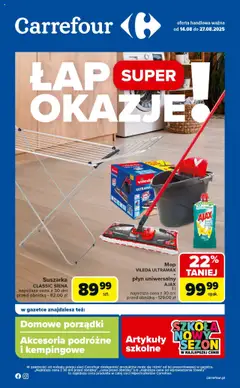 Pogląd gazetki "Łap super okazje od czwartku" ze sklepu Carrefour ważnej od 14.08.2025