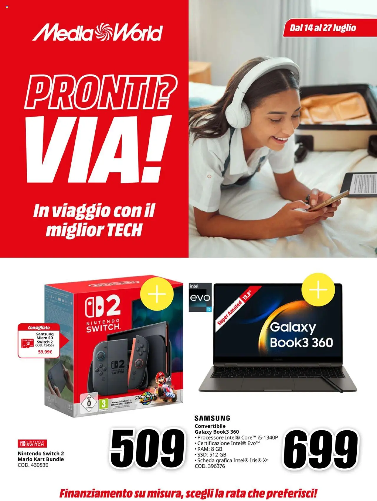 Volantino Media World valido da 14/07/2025 numero di pagina 1 - Samsung