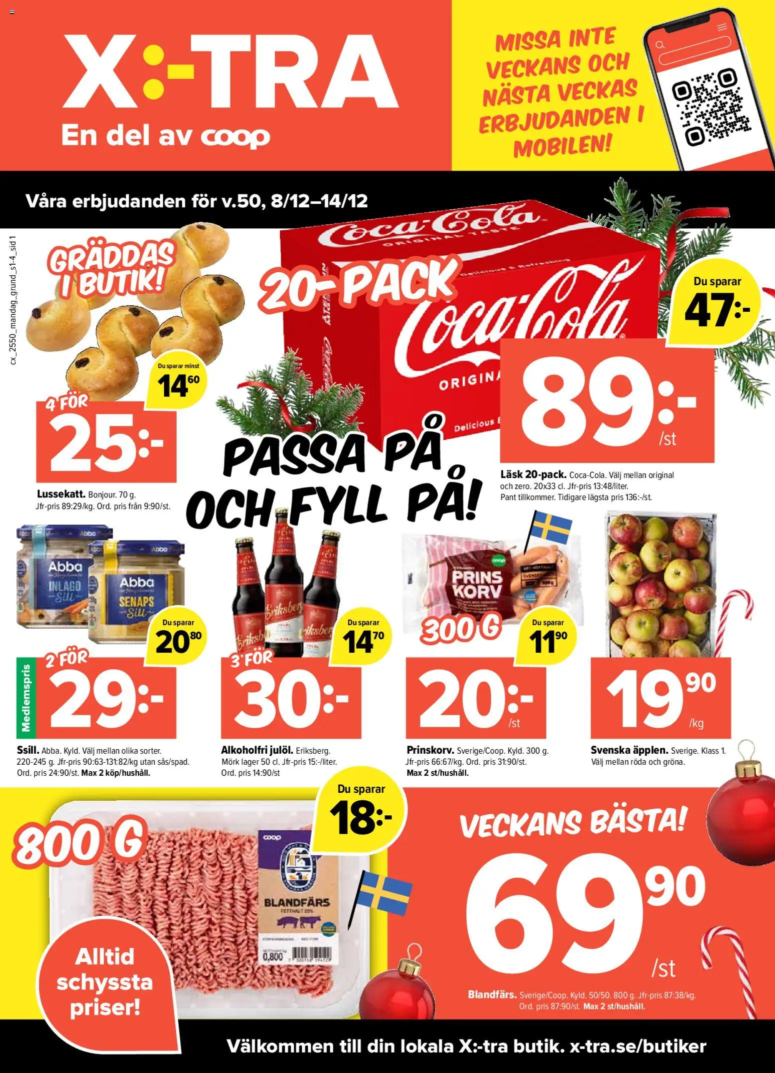 Förhandsgranska reklamblad Aktuella reklamblad Coop X:-TRA från butik Coop X:-TRA gäller från 08/12/2025