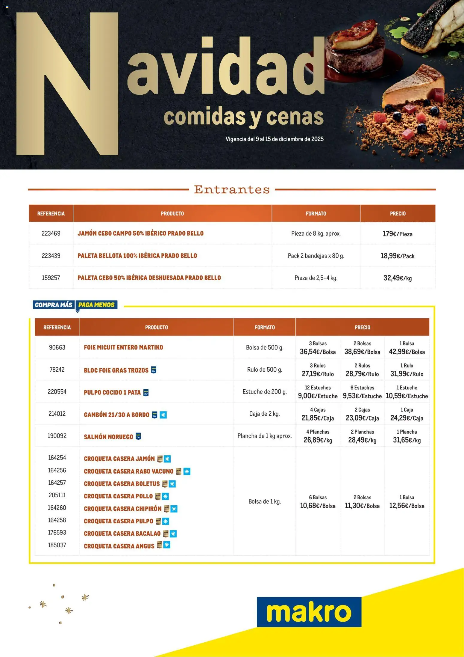 Vista previa del folleto de la tienda Makro válido desde el 09/12/2025 - Bolsa, Jamón, Plancha, Caja, Salmón, Pollo