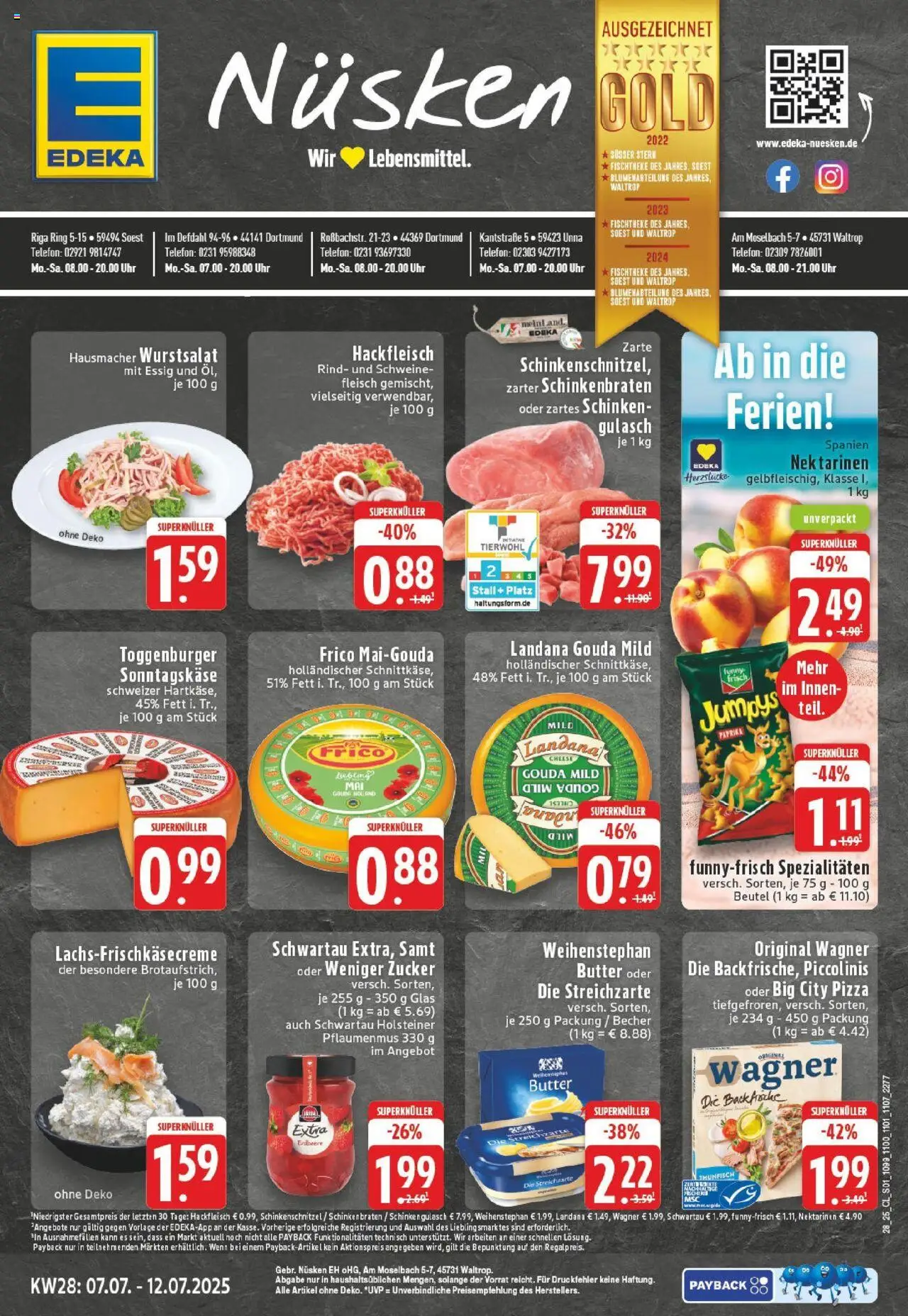 EDEKA Prospekt ab 06.07.2025 - Prospekt Soest Online - Gulasch, Thunfisch, Paprika, Zucker, Nektarinen, Piccolinis, Essig, Schinken