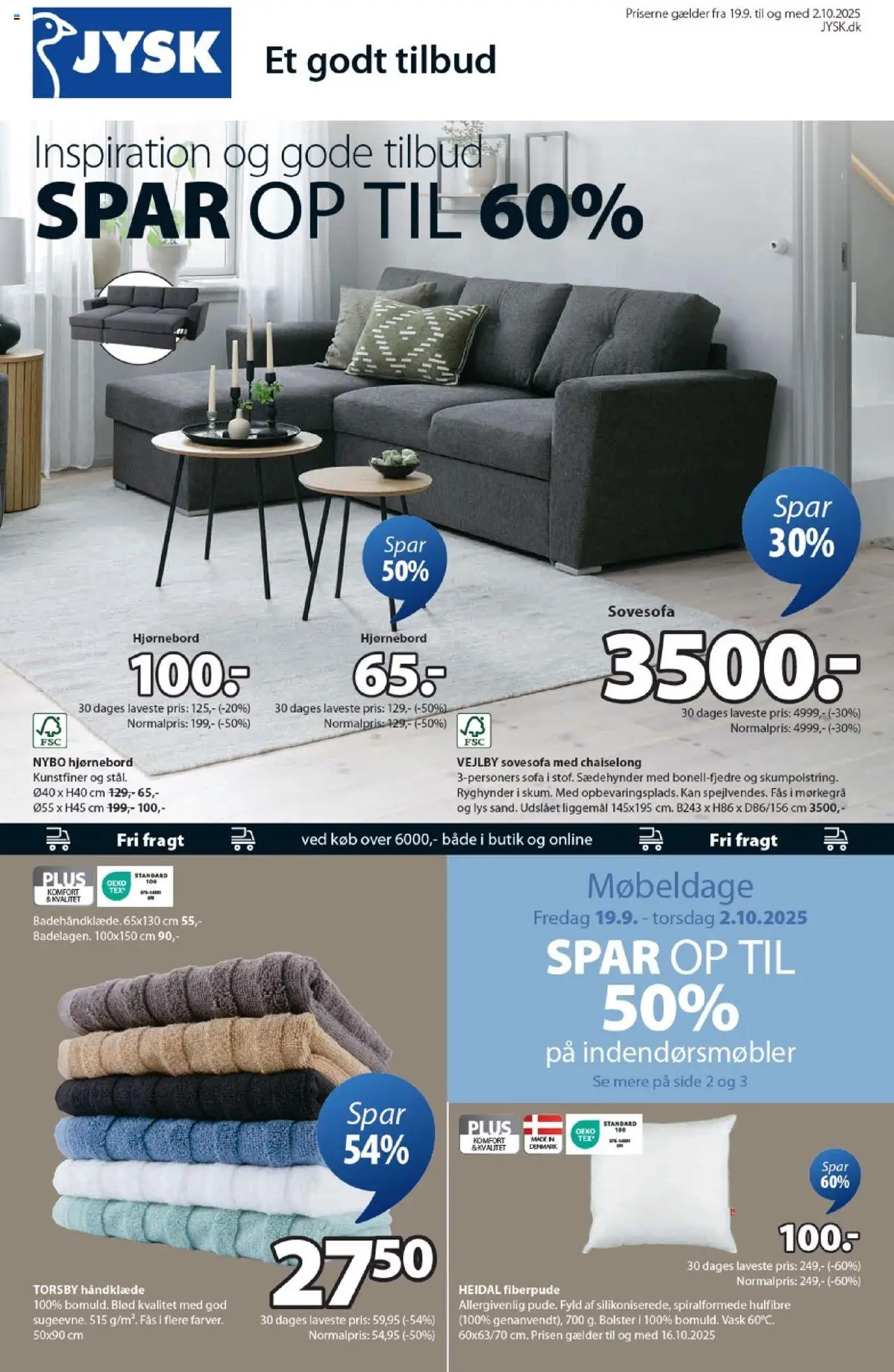 Eksempel på tilbudsavis Tilbudsavis fra butik JYSK gyldig fra 19/09/2025