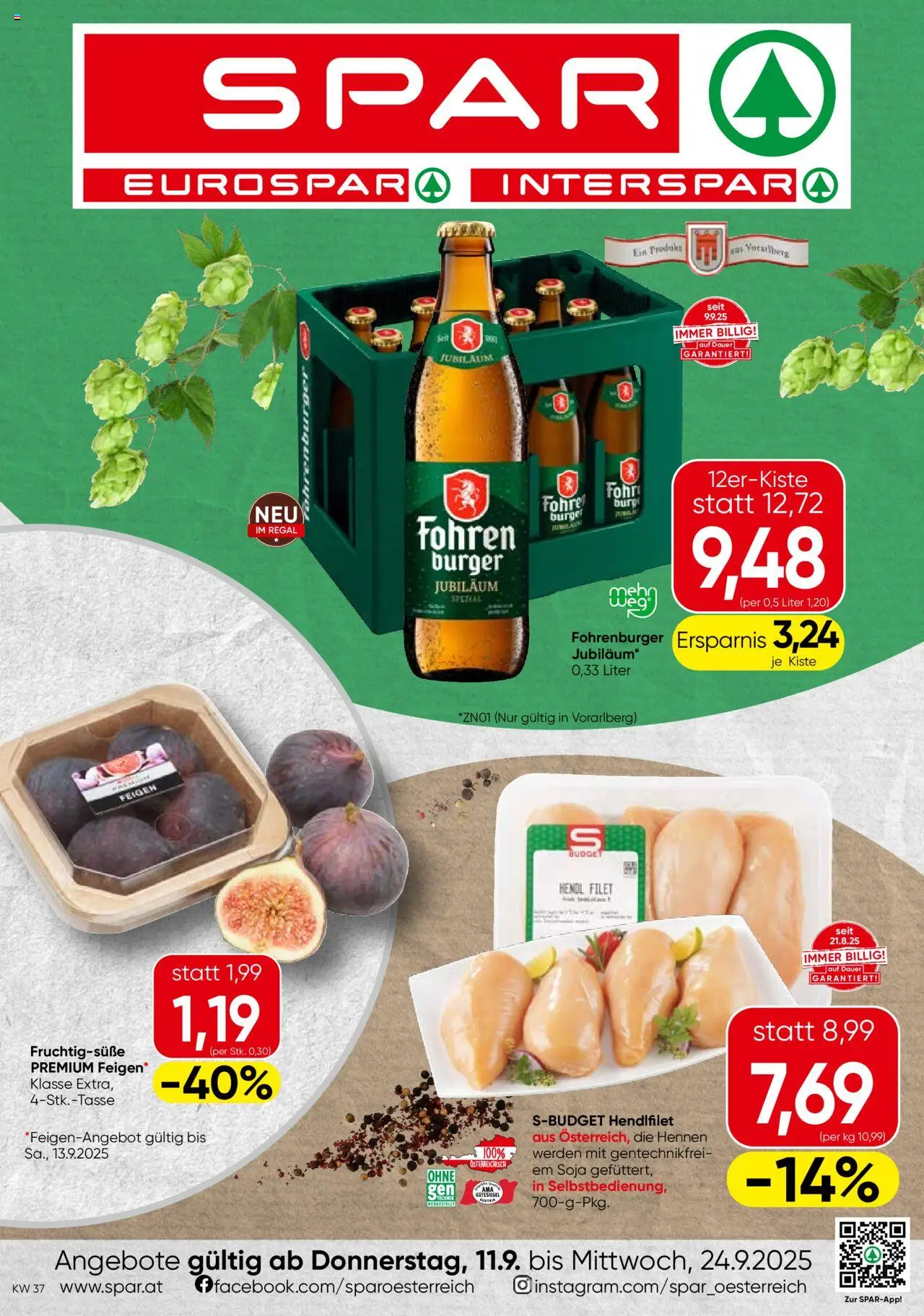  SPAR Flugblatt 11.09.2025 - Prospekt "Vorarlberg" - Seite 1