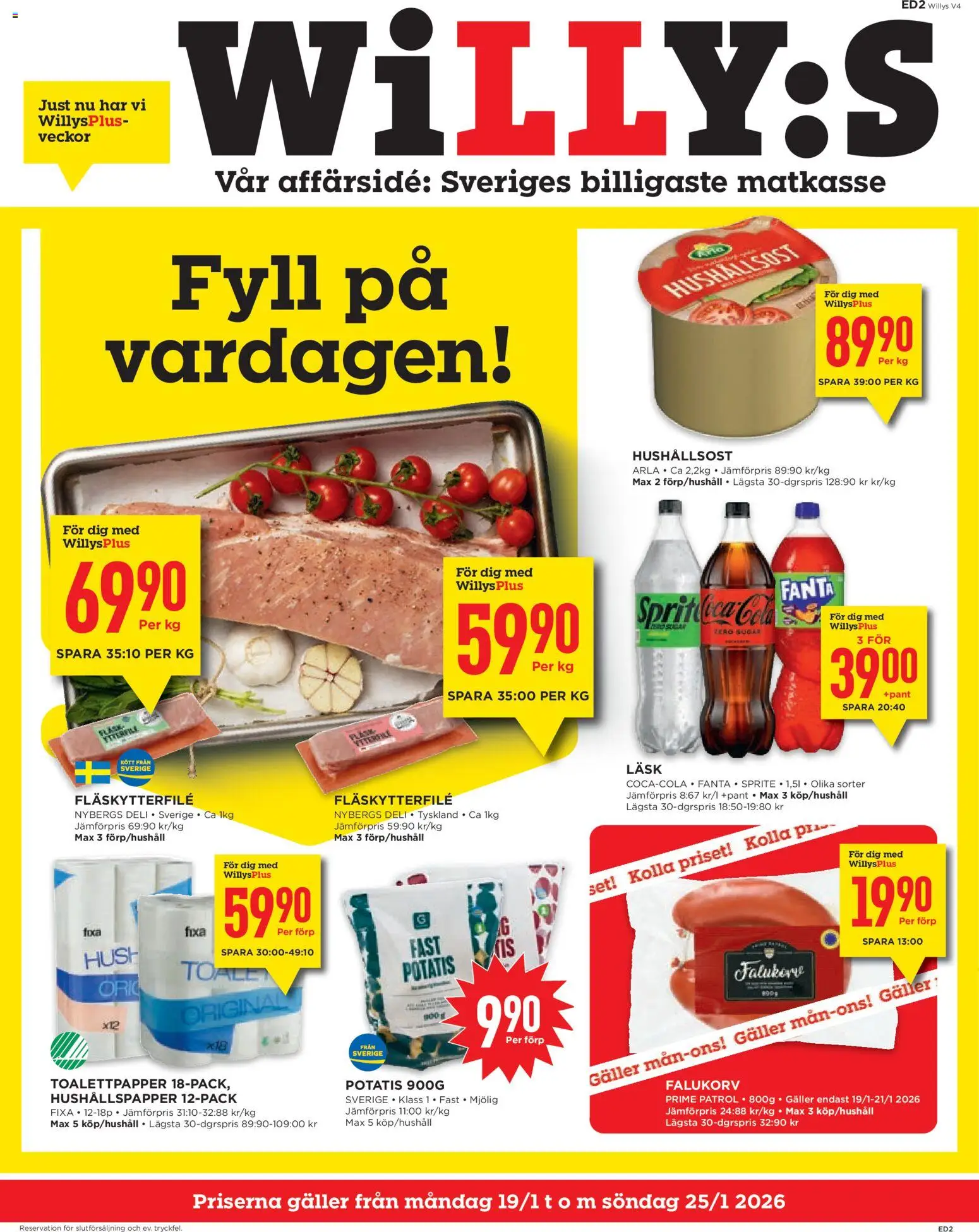 Förhandsgranska reklamblad Aktuella reklamblad Willys från butik Willys gäller från 19/01/2026