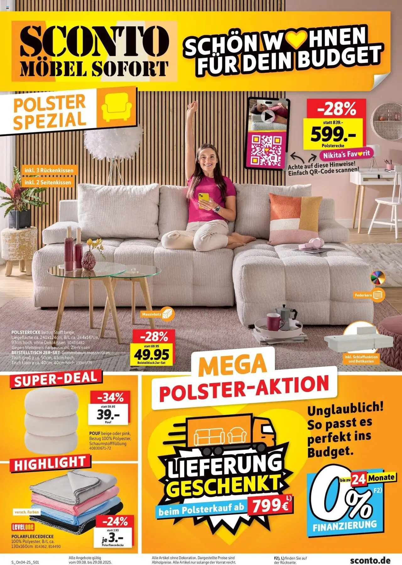 Sconto Prospekt Schön wohnen für dein budget Erfurt (vom 09.08.2025 - 29.08.2025) - Beistelltisch, Tisch, Pouf