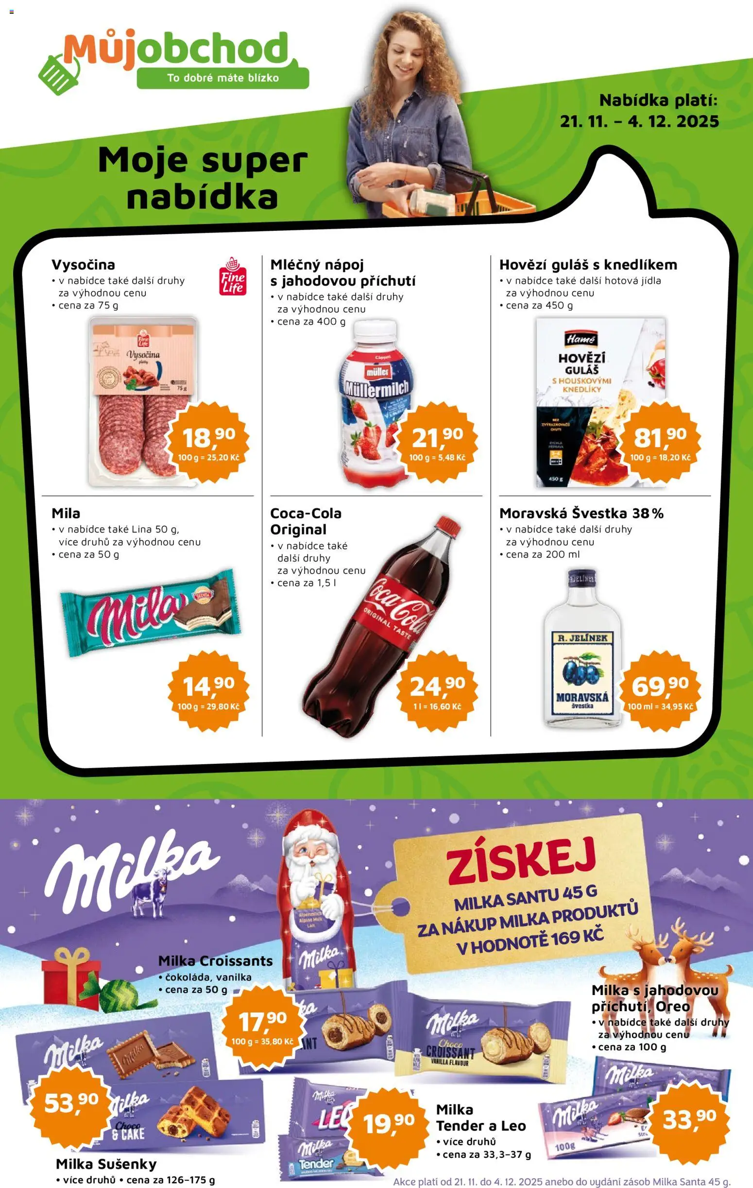 Náhled nabídky: Můj obchod Leták platný od 21.11.2025 - Croissant, Guláš, Vysočina, Hovězí, Vanilka, Mila, Lina, Hotová jídla