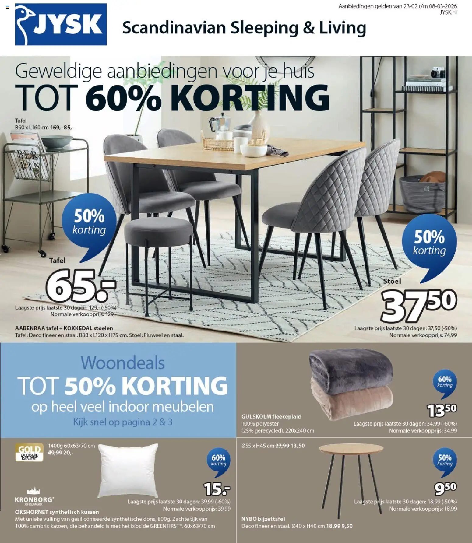 Voorbeeld van Folder van winkel JYSK geldig vanaf 23-02-2026 - Kussen, Tafel, Stoel