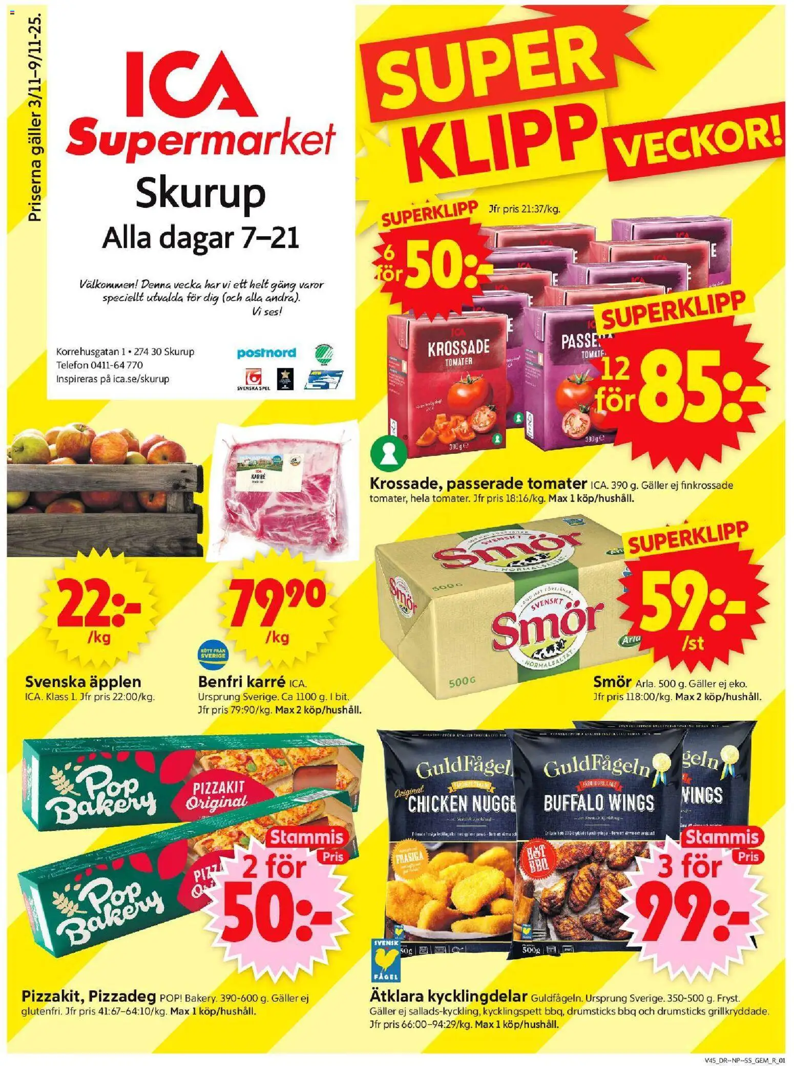 Förhandsgranska reklamblad Skurup från butik ICA Supermarket gäller från 03/11/2025
