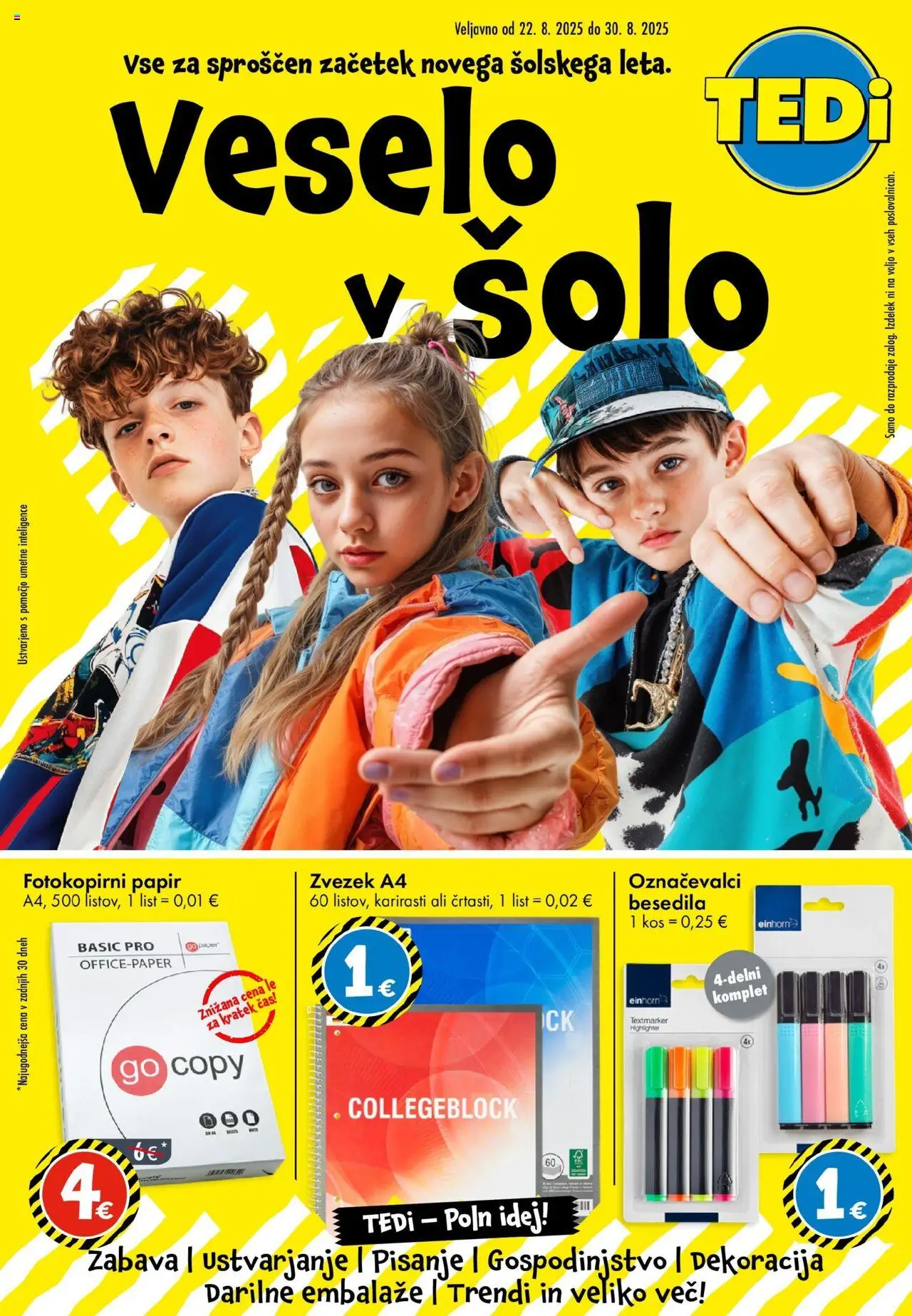 TEDi Katalog od 22.08.2025 - aktualna ponudba - stran 1 - Kos, Zvezek, Označevalci