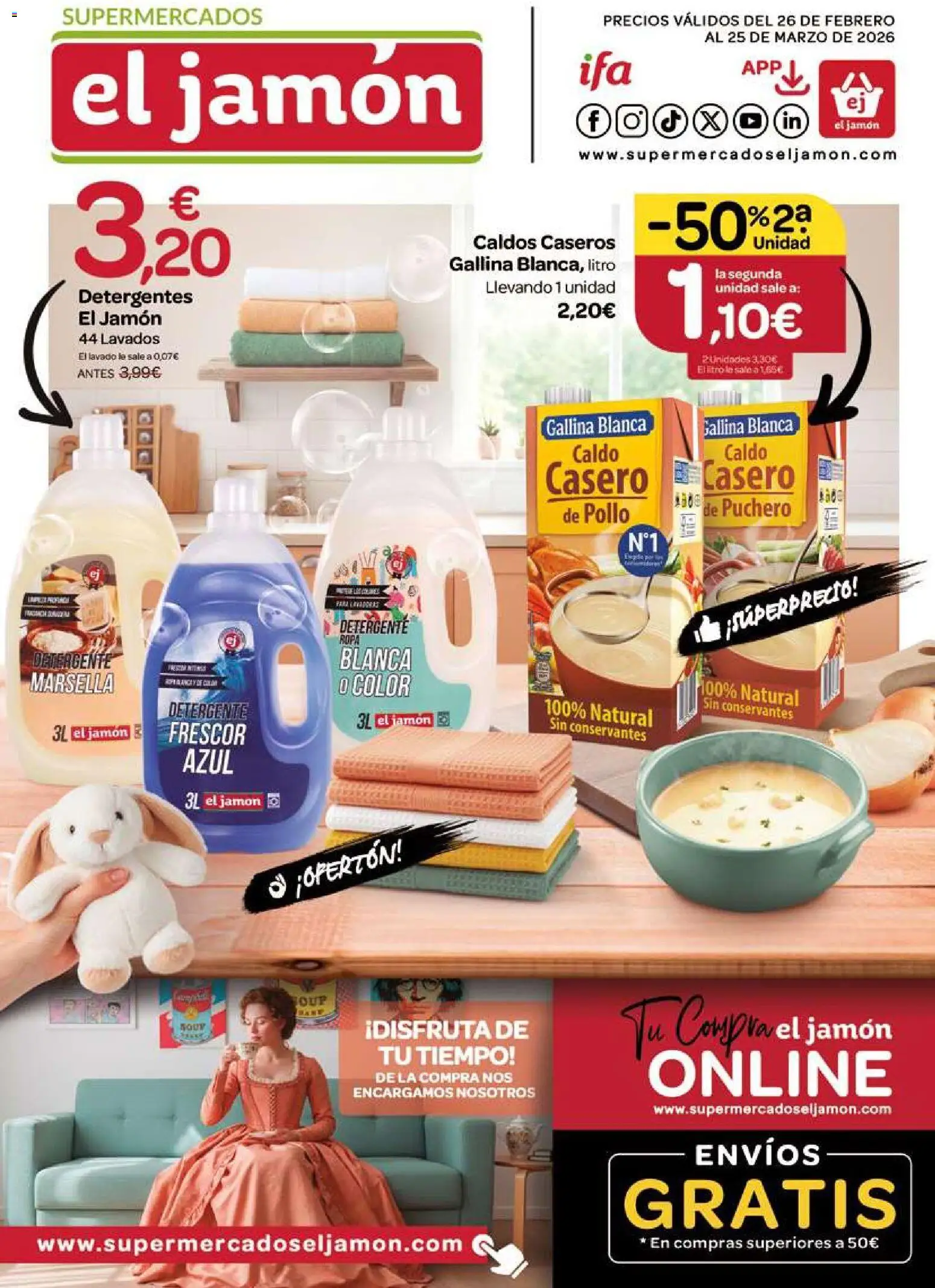 Vista previa del folleto de la tienda Supermercados El Jamón válido desde el 26/02/2026 