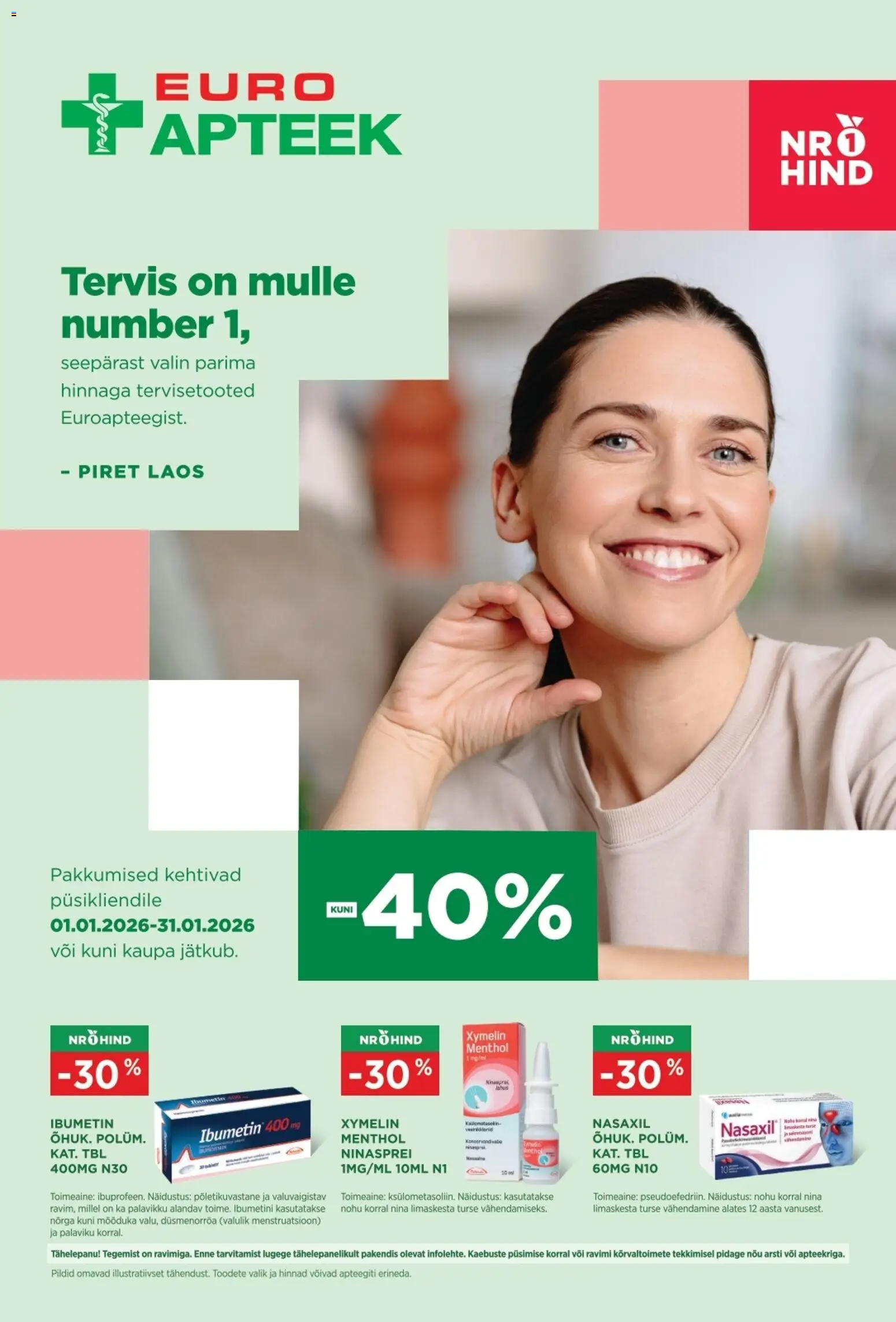 Euroapteek kliendilehe eelvaade alates 2026.01.01