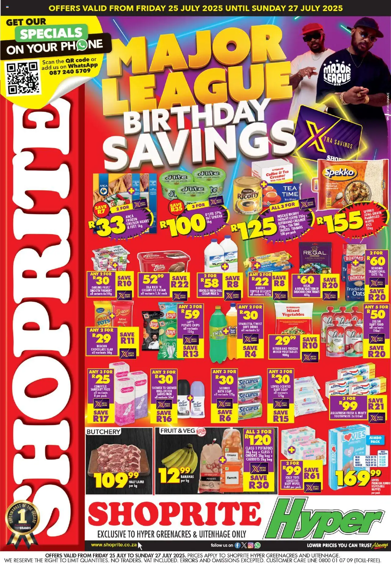 Shoprite Eastern Cape - Hyper Major Deals Greenacres and Uitehage 25/07 - 27/07/2025 >> Catalogue