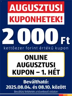 Aldi - Augusztusi kuponhetek megtekintése, amely érvényes 2025.08.04.-től
