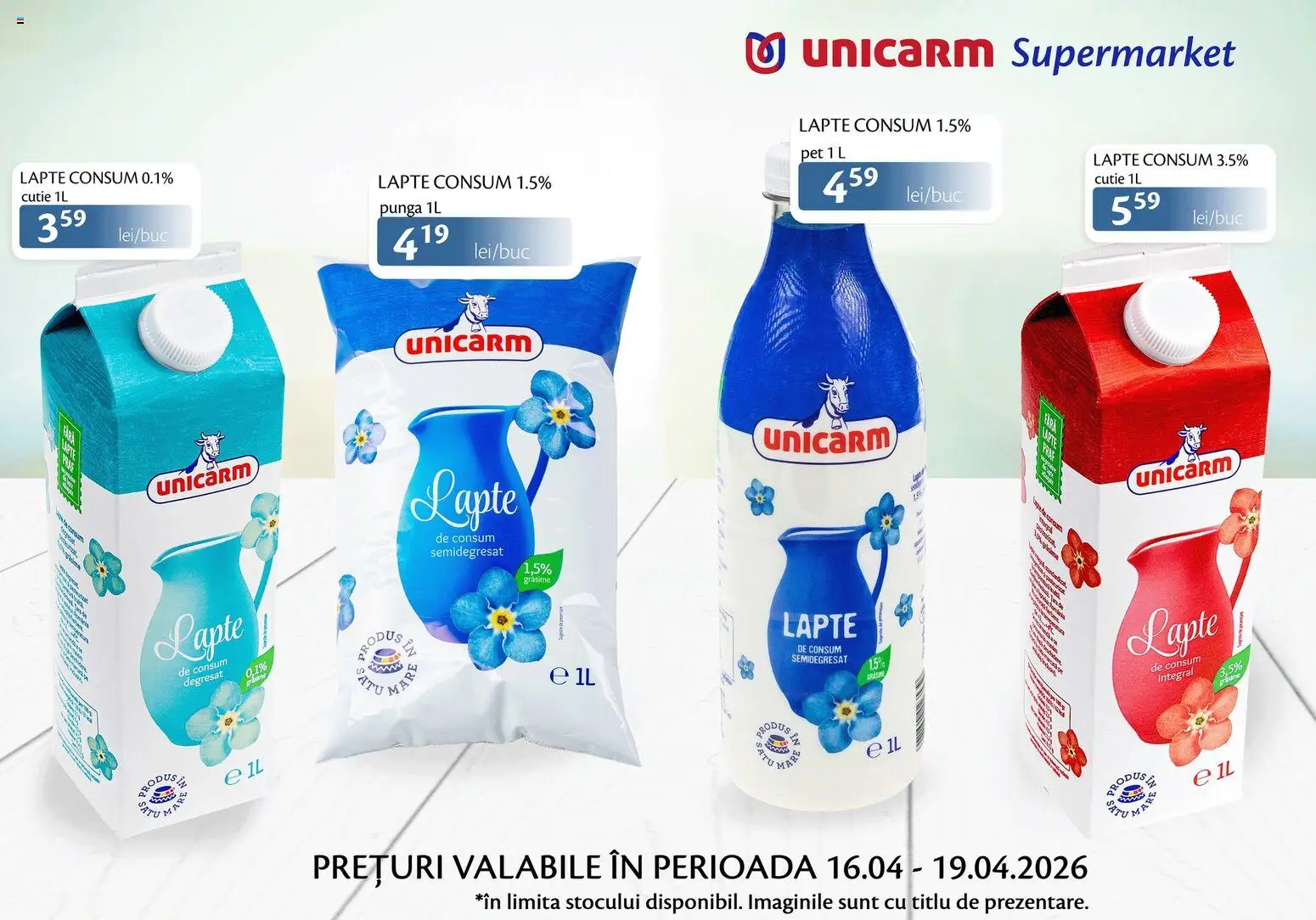 Previzualizarea de cataloage: Unicarm Unicarm Catalog Produse lactate valabil de la 16.04.2026 - Lapte, Cutie, Pungă