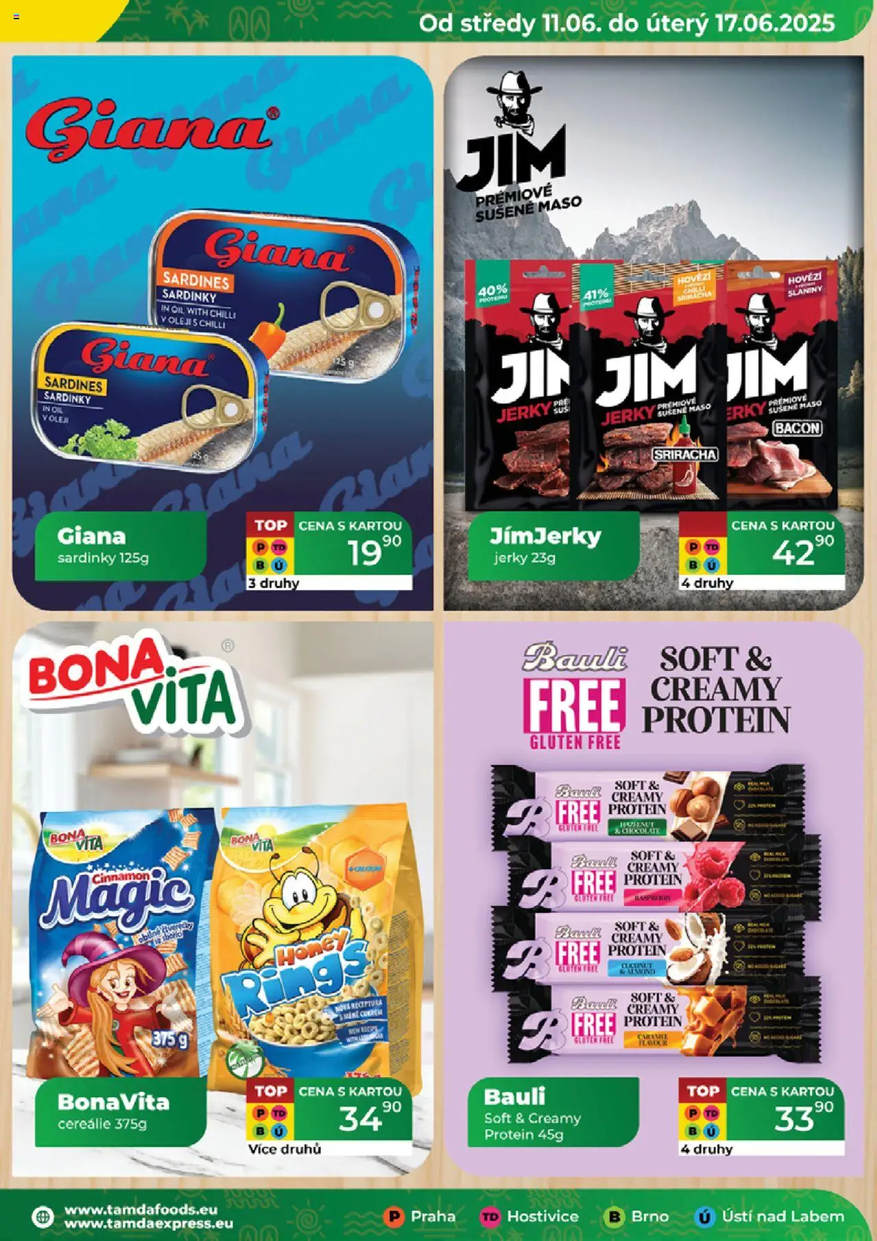  Tamda Foods Leták (11.06.2025 - 17.06.2025) - strana 13 - Protein, Maso, Jerky, Sušené maso, Chilli, Hovězí, Cereálie, Protein bar