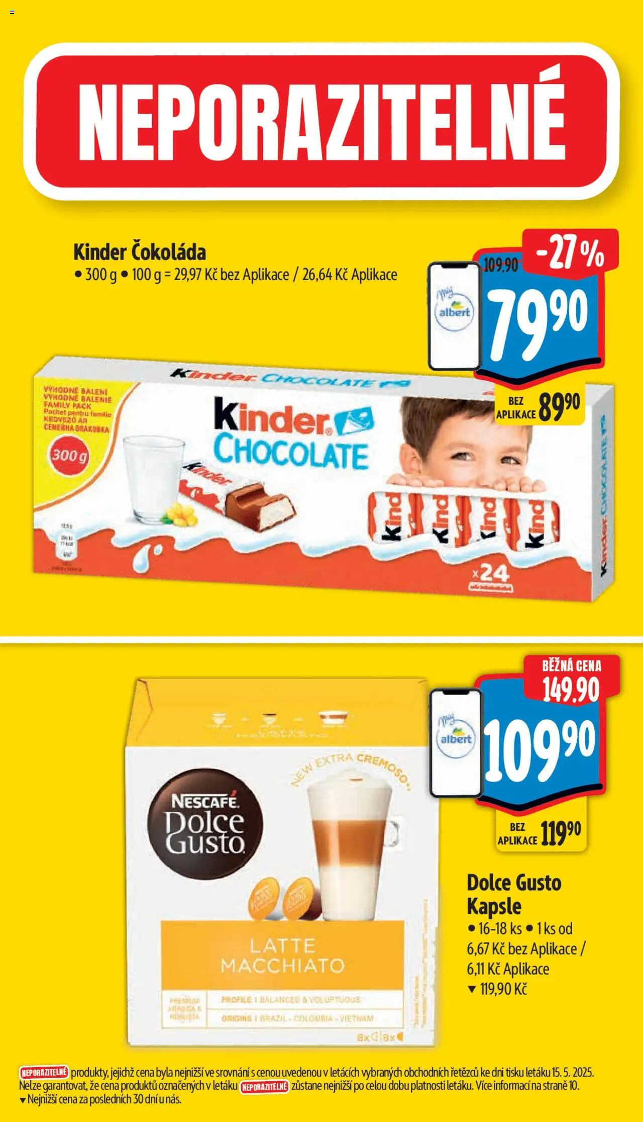 ALBERT leták od 21.05.2025 - Akční leták "Supermarket" - strana 4 - Dolce Gusto, Čokoláda, Kinder, Dolce gusto kapsle, Nescafé, Kapsle, Kinder čokoláda