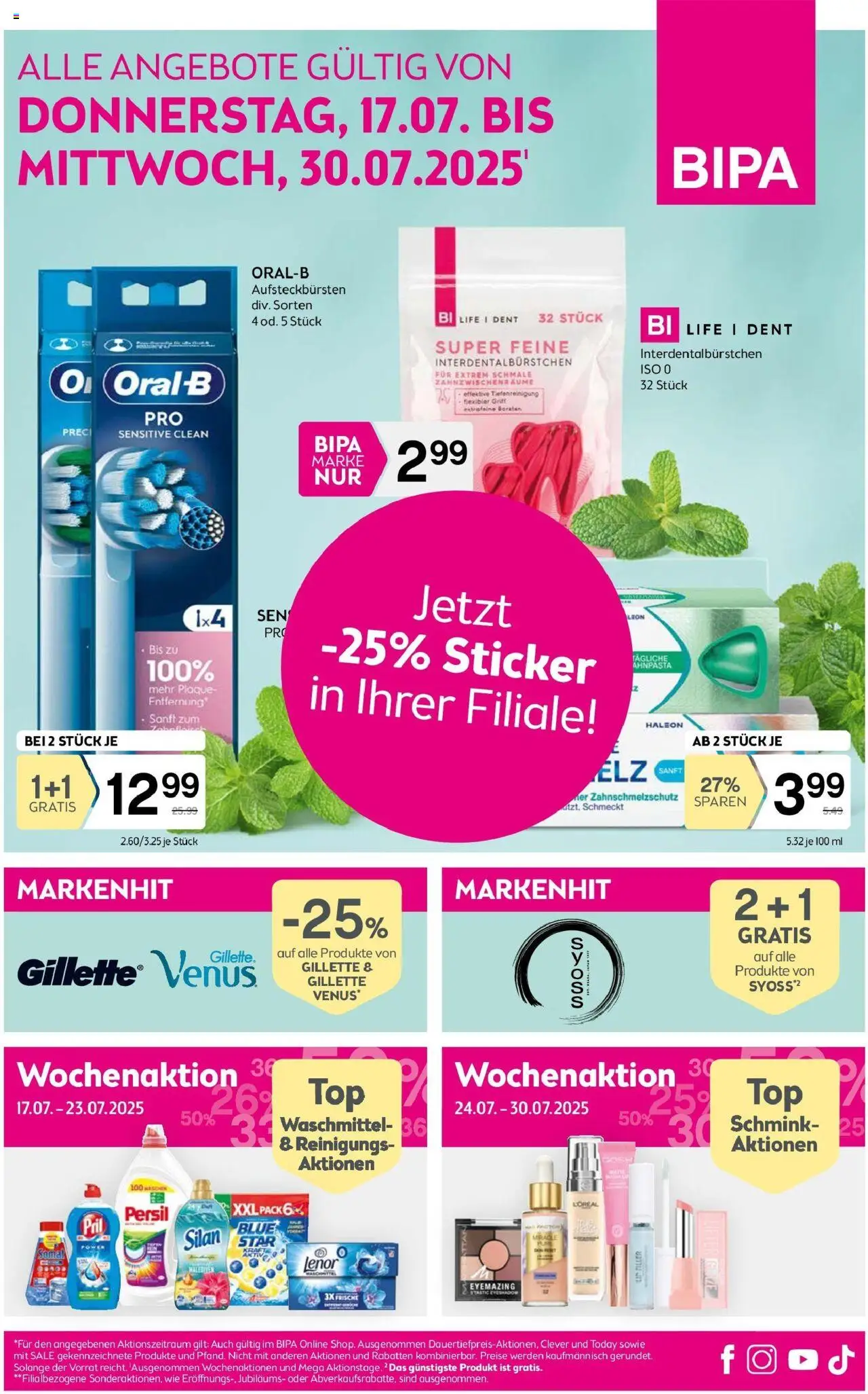  Bipa Flugblatt ab 17.07.2025 - Prospekt, aktionen, angebote - Seite 1 - Waschmittel