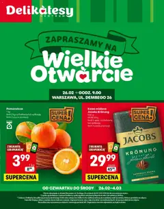 Pogląd gazetki "Warszawa Otwarcie" ze sklepu Delikatesy Centrum ważnej od 26.02.2026