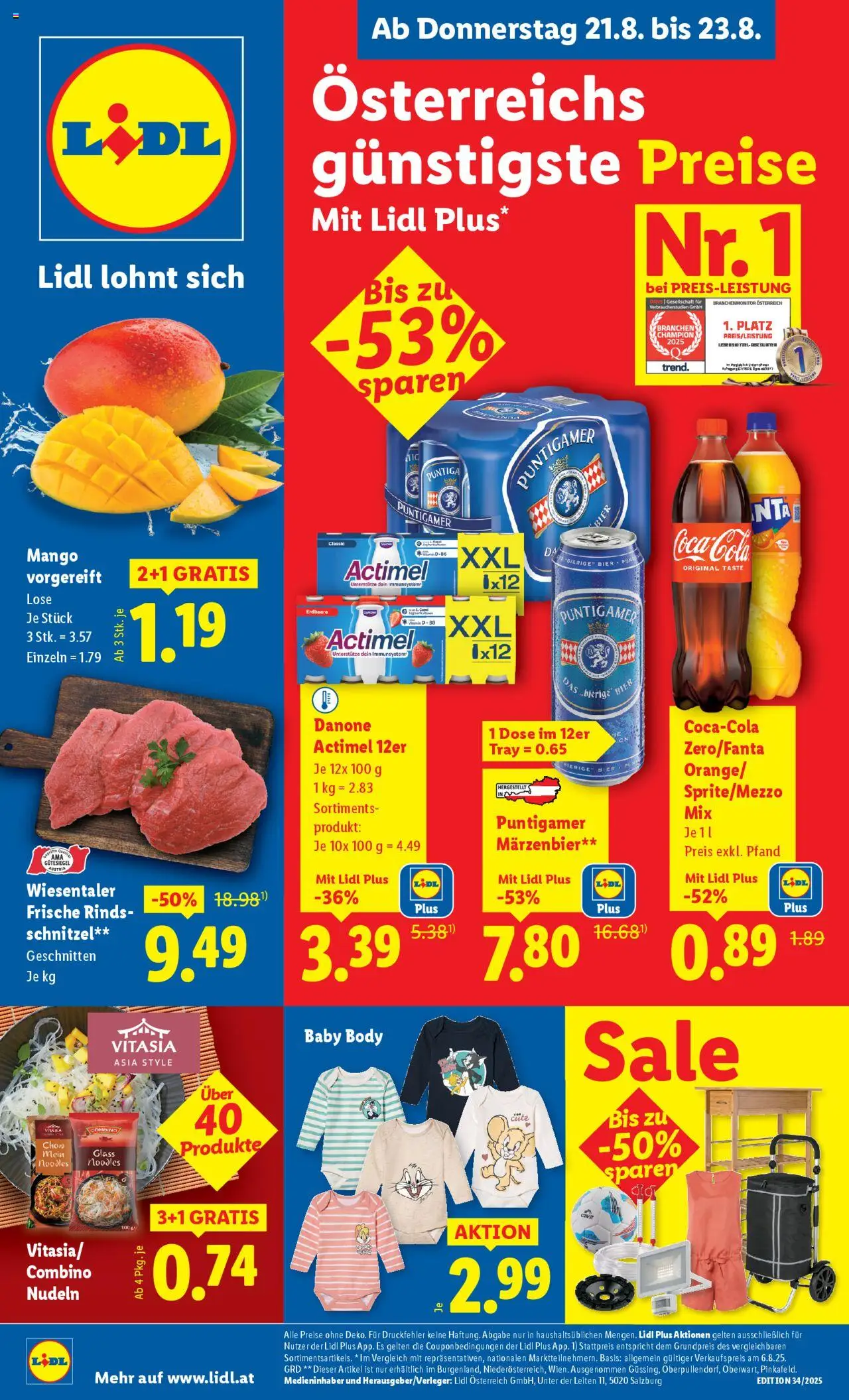  LIDL Flugblatt ab 21.08.2025 - Angebote "Eisenstadt, Ebenfurth, Mattersburg" - Seite 1