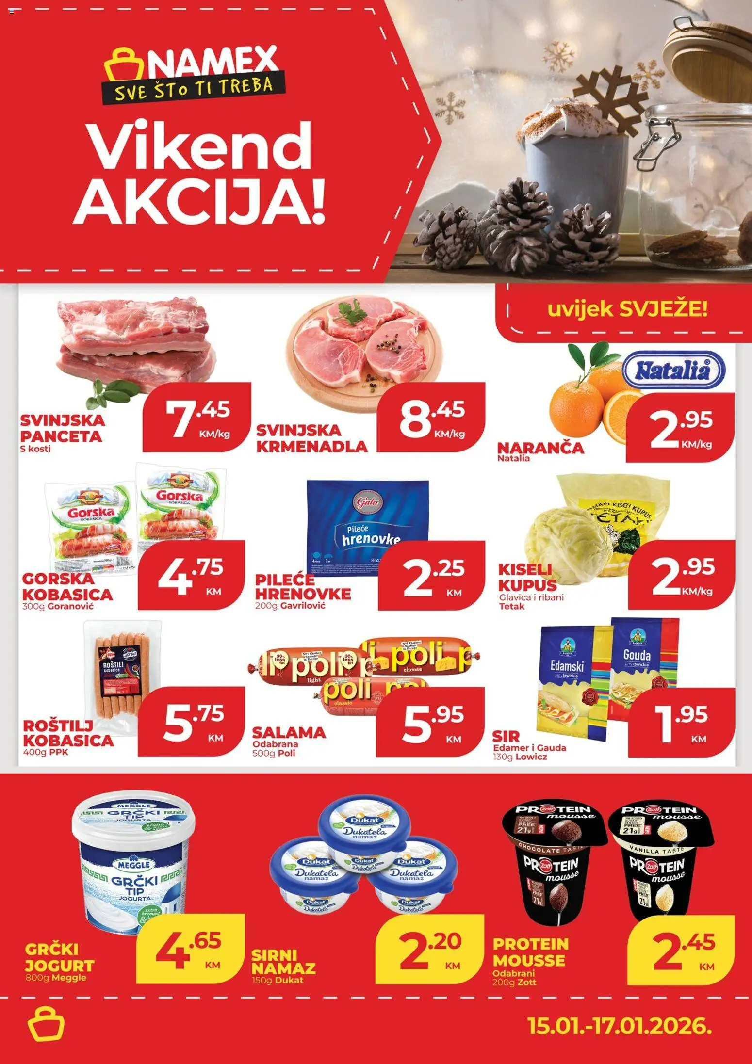 Pregled letka Vikend akcija trgovine Namex vrijedi od 15.01.2026
