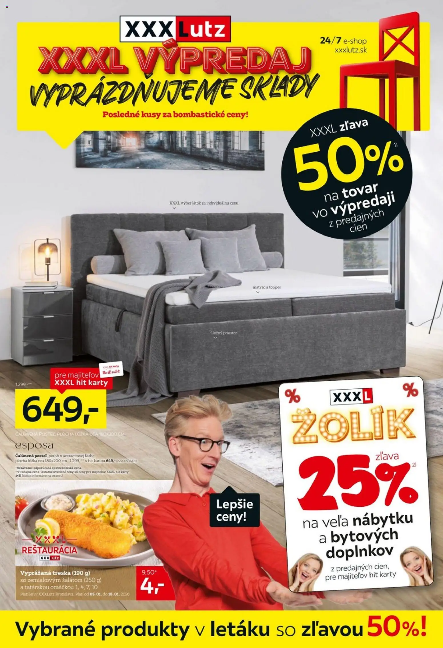 Náhľad XXXLutz letáku platného od 05.01.2026 - Posteľ, Matrac, Treska