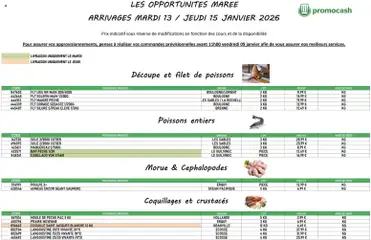 Prévisualisation de Opportunités Marée du magasin Promocash formulaire valide 13/01/2026