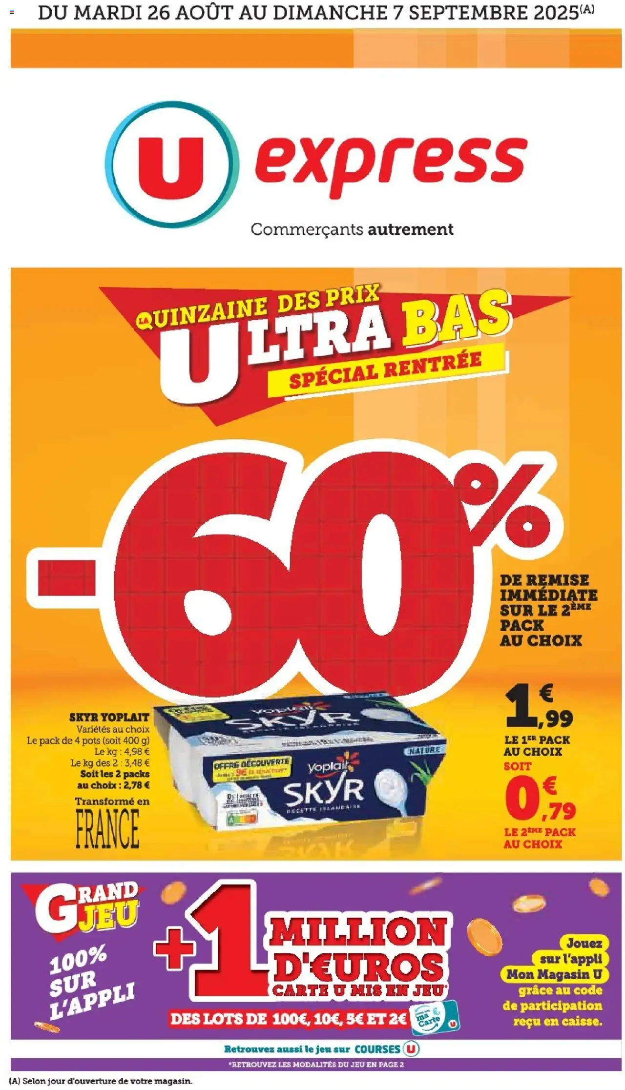 Catalogue de la boutique U Express valable du 26/08/2025 - Page numéro 1