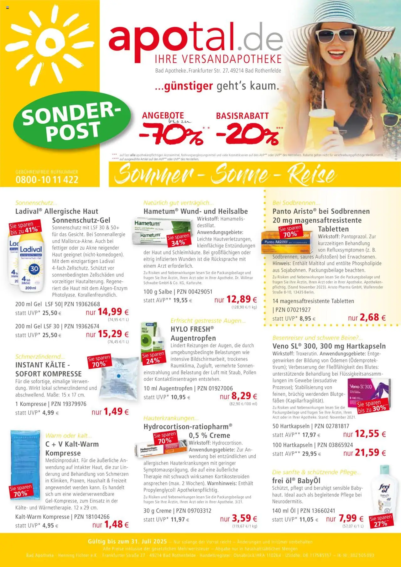 Apotal Sonderpost Sommer-Sonne (vom 02.06.2025 - 31.07.2025) - Bad, Öl, Creme