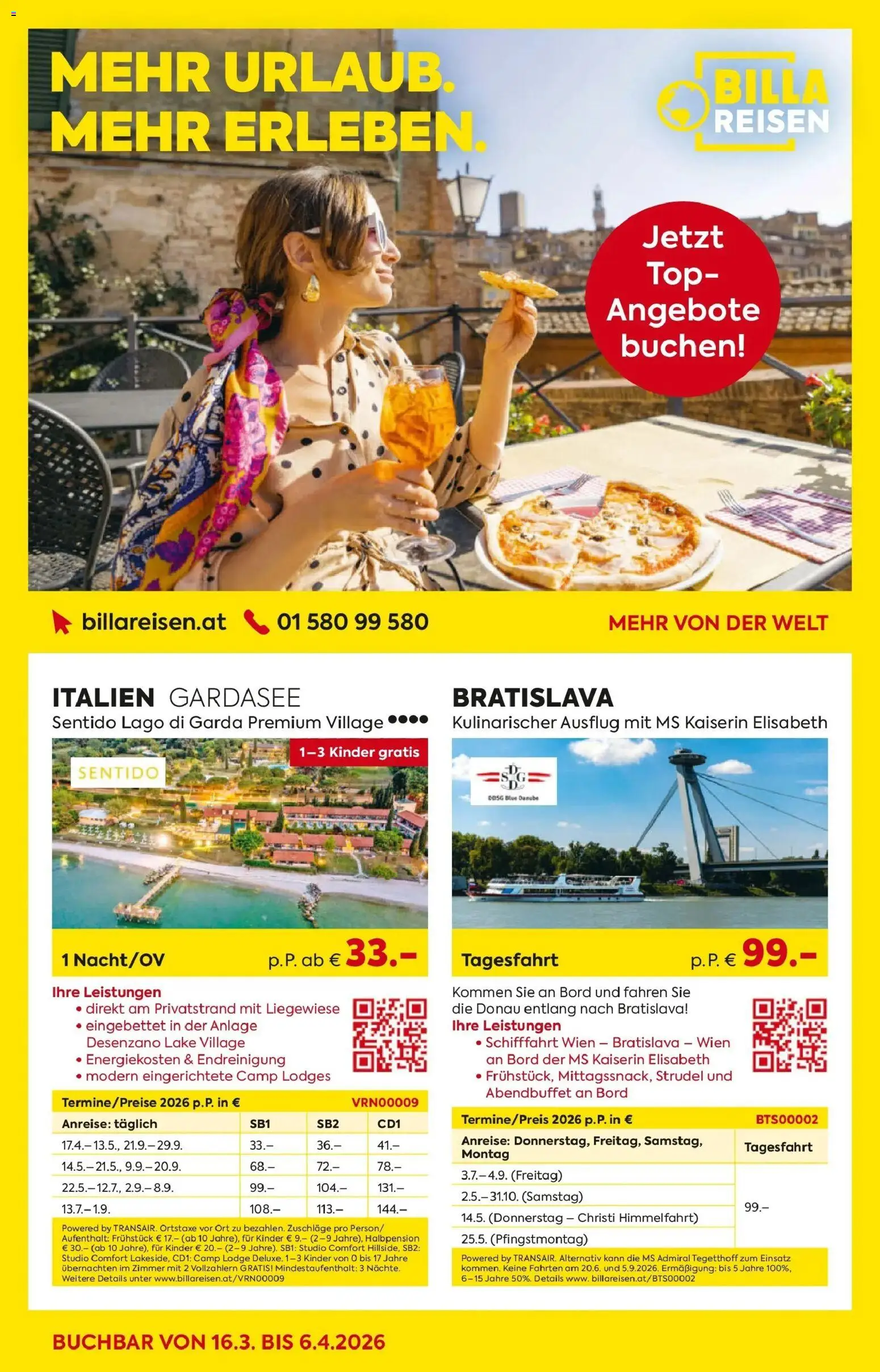 Vorschau der Angebote: Billa Billa Reisen gültig ab 16.03.2026