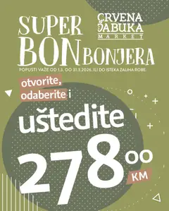 Pregled letka Crvena jabuka Super BONbonjera trgovine Crvena jabuka vrijedi od 01.03.2026