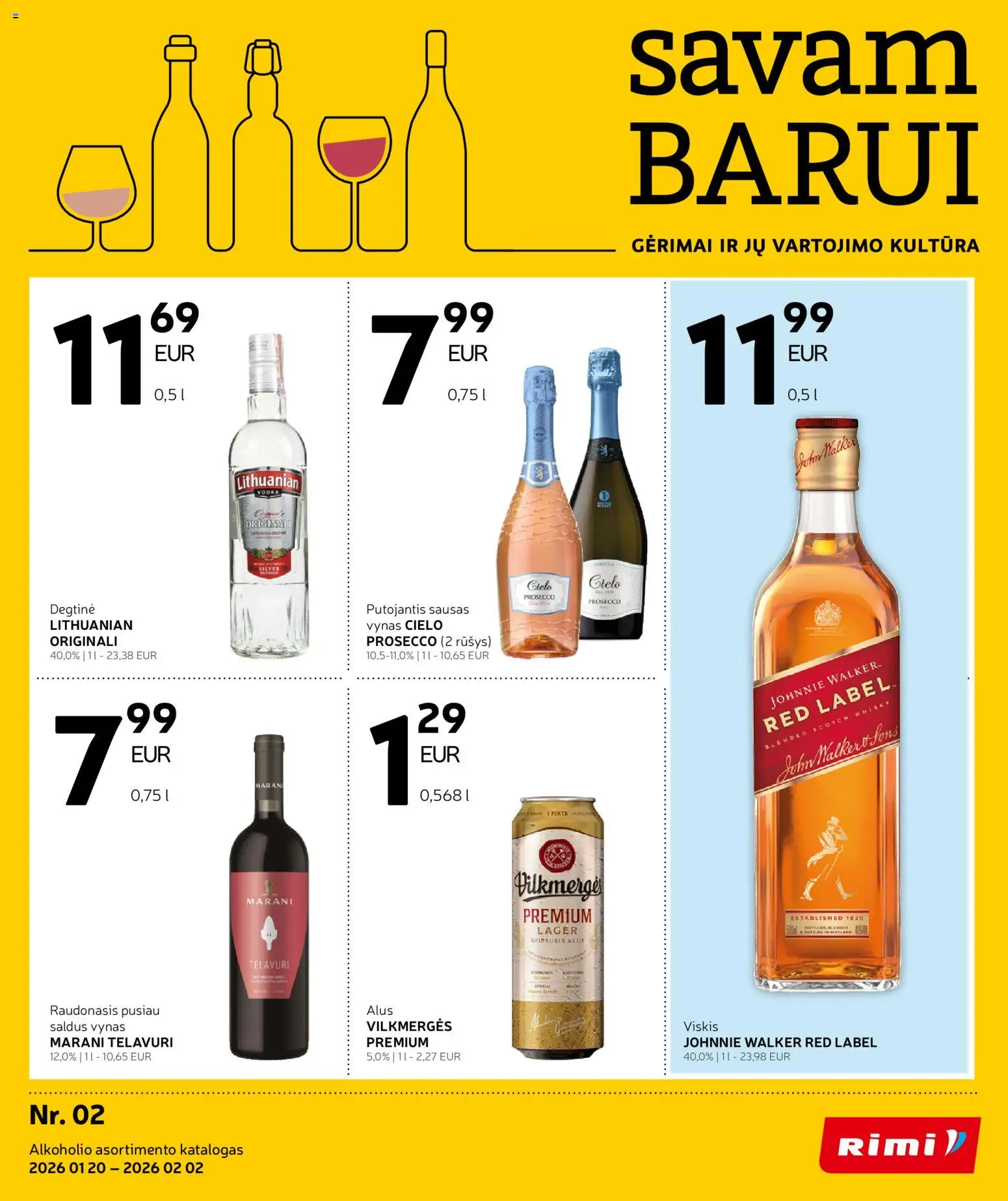 Rimi parduotuvės leidinio Leidinys - Alkoholinių gėrimų galiojančio nuo 2026.01.20 peržiūra