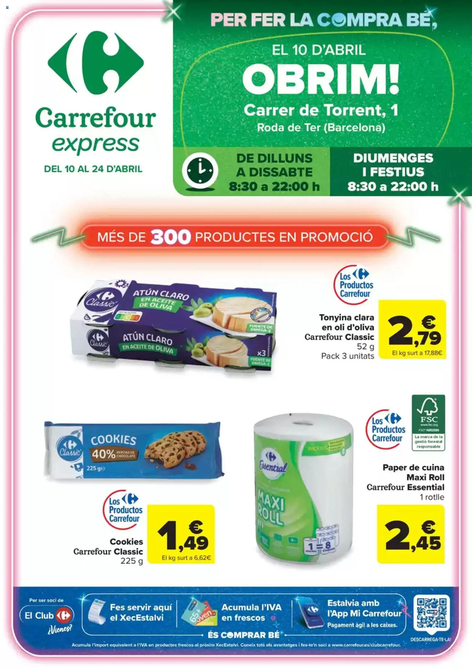 Vista previa del folleto de la tienda Carrefour Express válido desde el 10/04/2026 - Aceite de oliva, Chocolate, Omega 3, Omega, Aceite, Atún, Atún claro