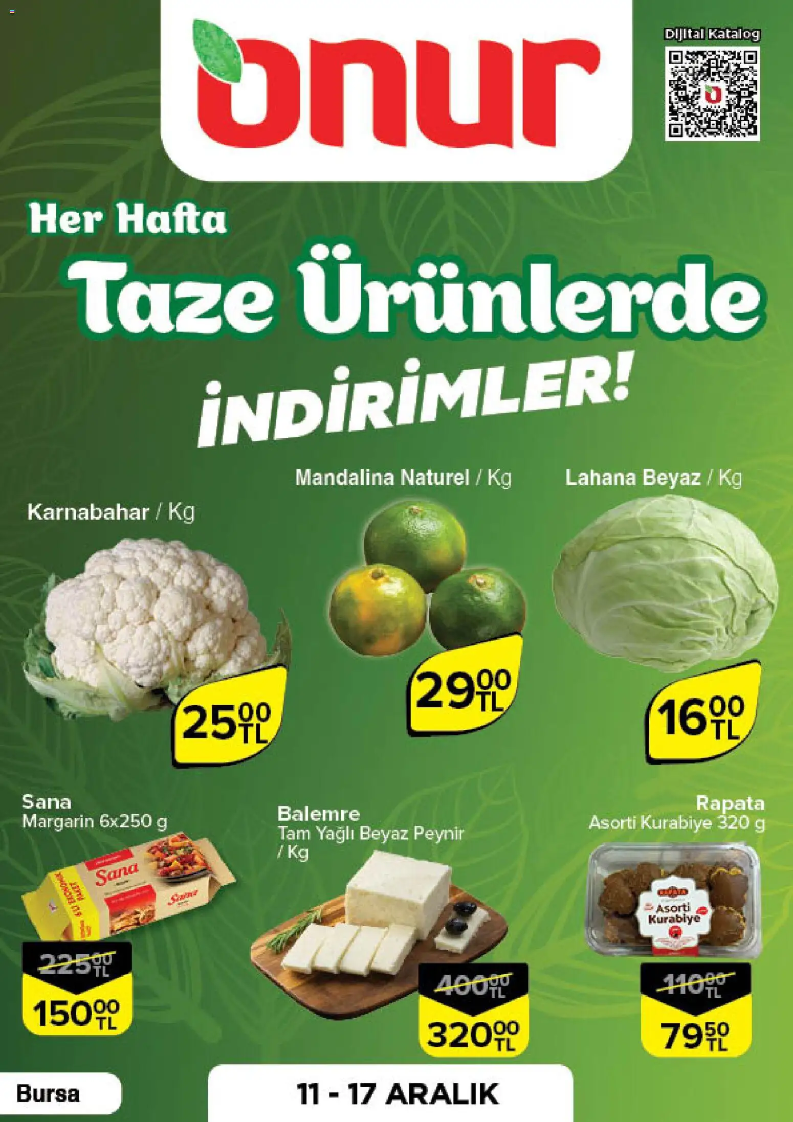 Onur Market Taze Ürünlerde İndirimler - Bursa 11.12.2025 - Broşürünün önizlemesi