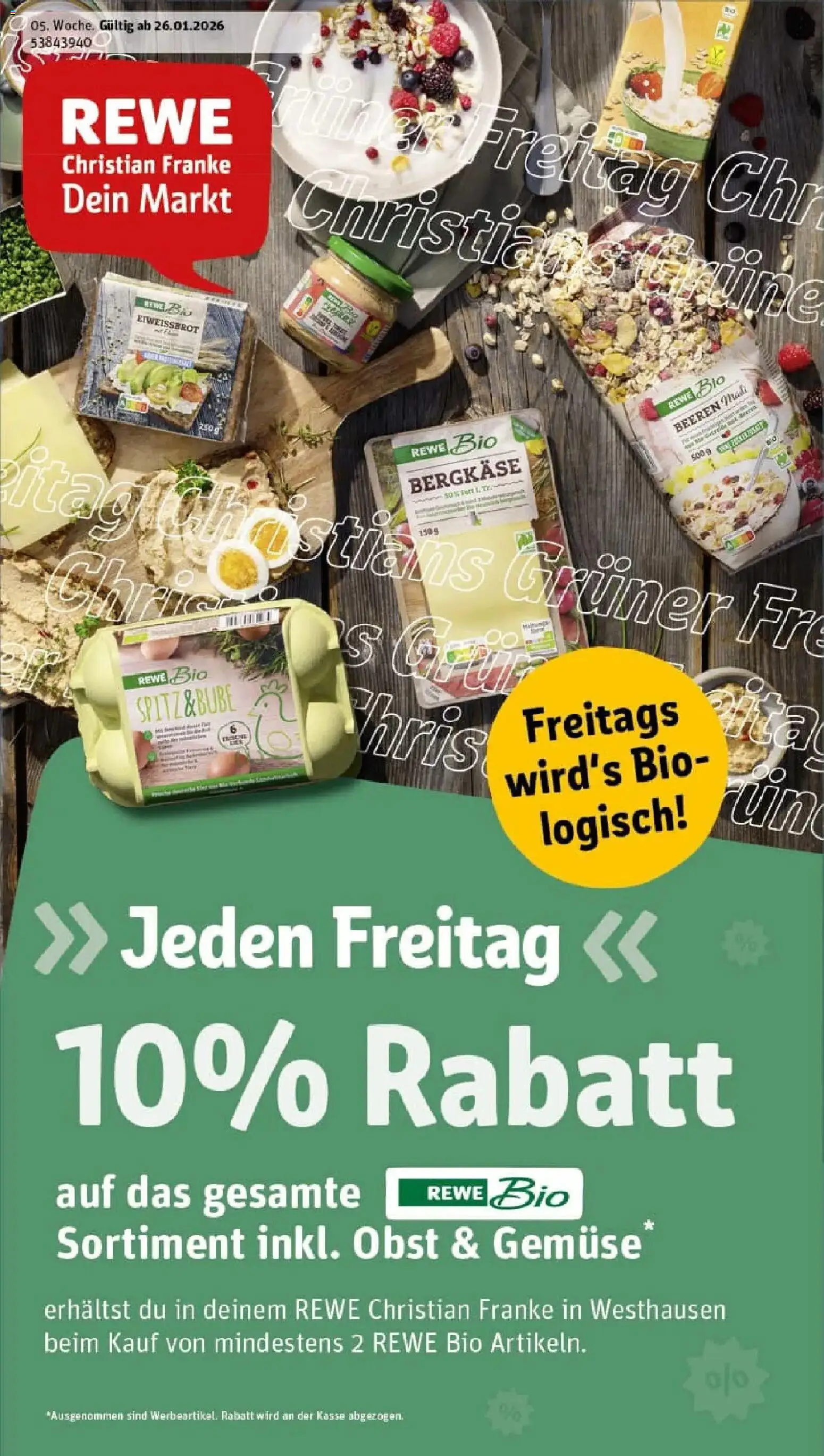 Vorschau von dem Prospekt des Geschäftes Rewe, gültig ab dem 26.01.2026 - Gemüse, Obst, Eier, Musli