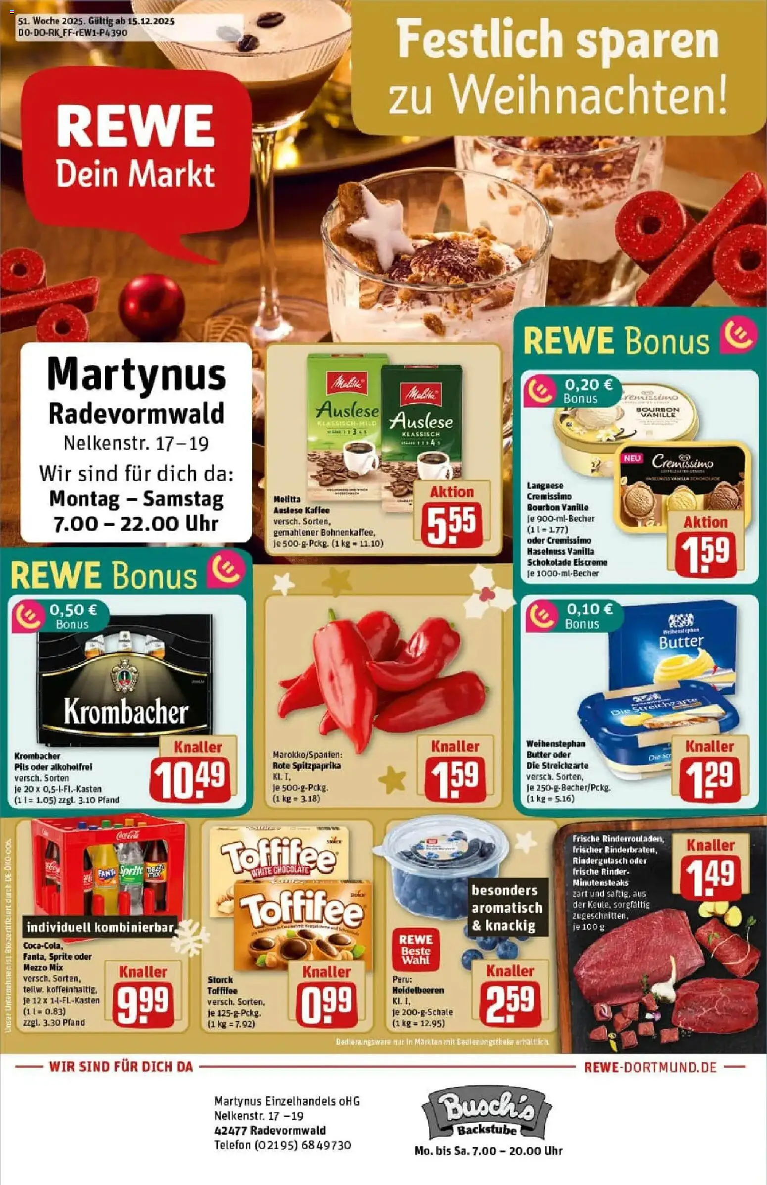 Vorschau von dem Prospekt des Geschäftes Rewe, gültig ab dem 15.12.2025