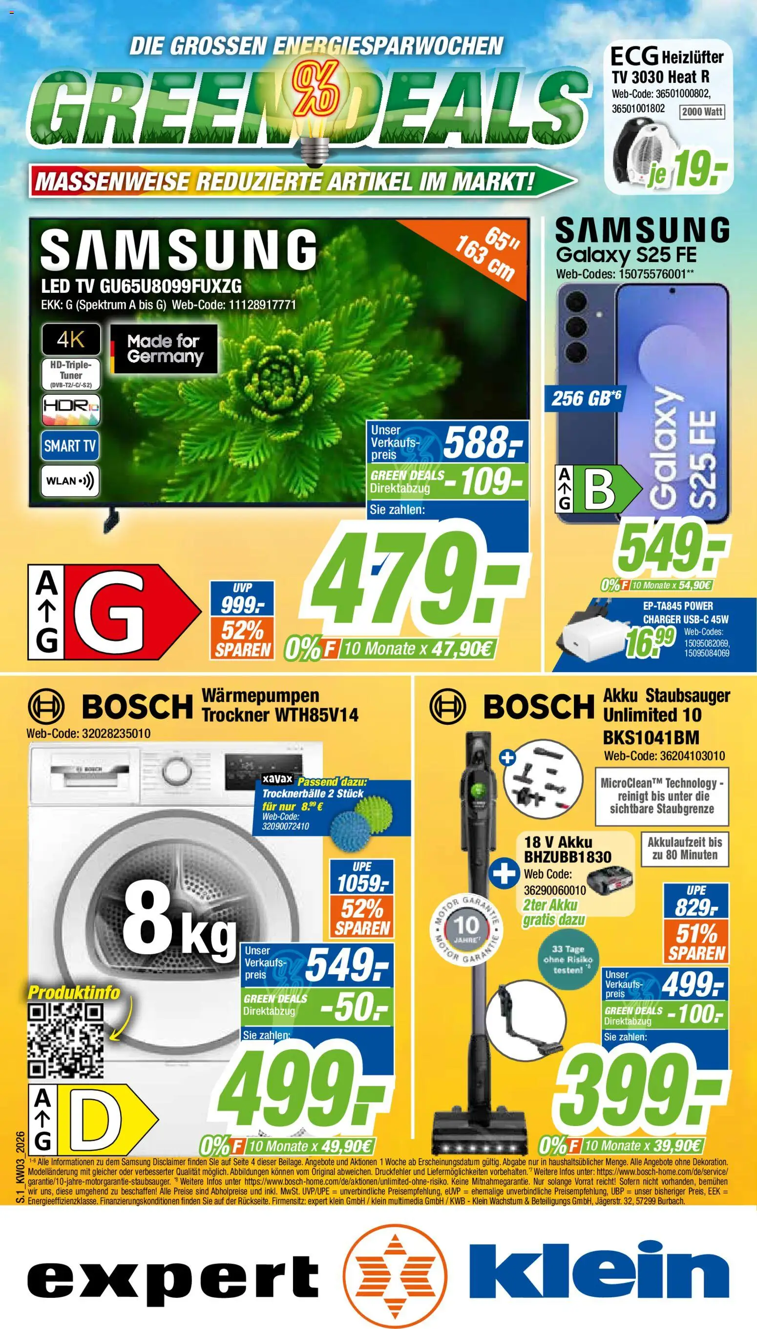 Vorschau von dem Prospekt des Geschäftes Expert, gültig ab dem 12.01.2026 - Samsung, TV, Bosch, Staubsauger, Trockner, Smart TV