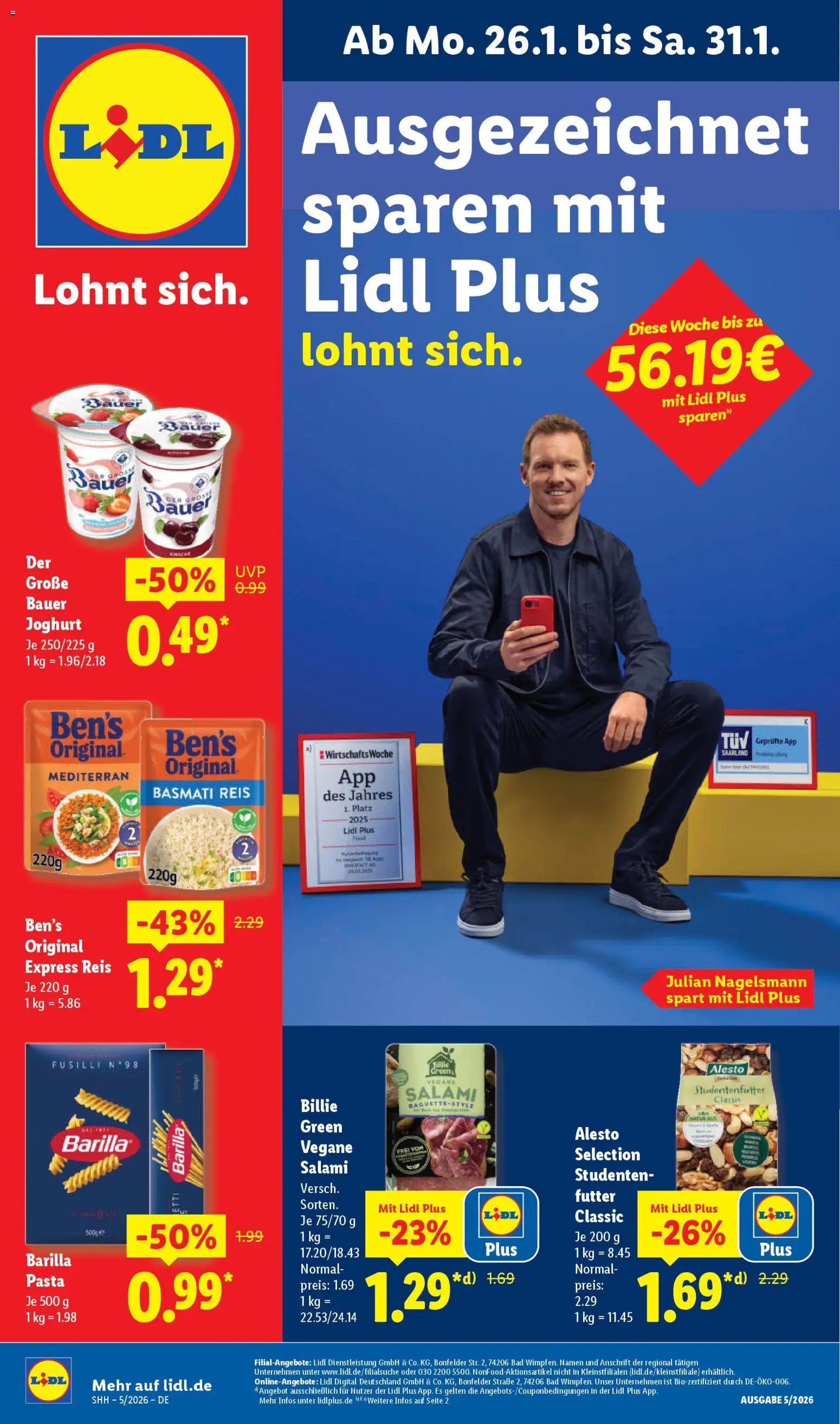 Vorschau von dem Prospekt des Geschäftes Lidl, gültig ab dem 26.01.2026